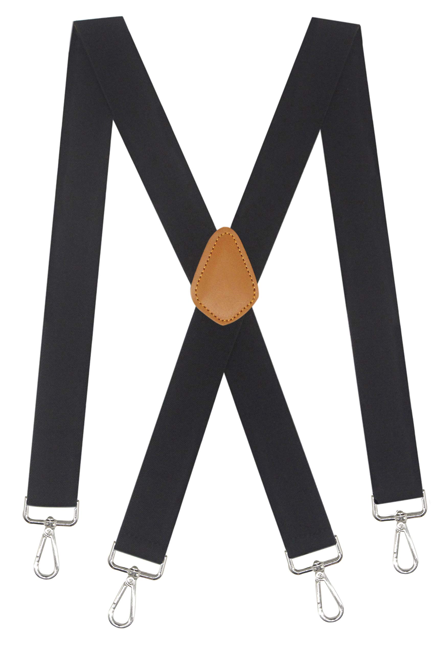 DoloiseMen’s Heavy Duty Belt Loops X Back 1.4 Inch Suspenders with 4 Snap Hooks