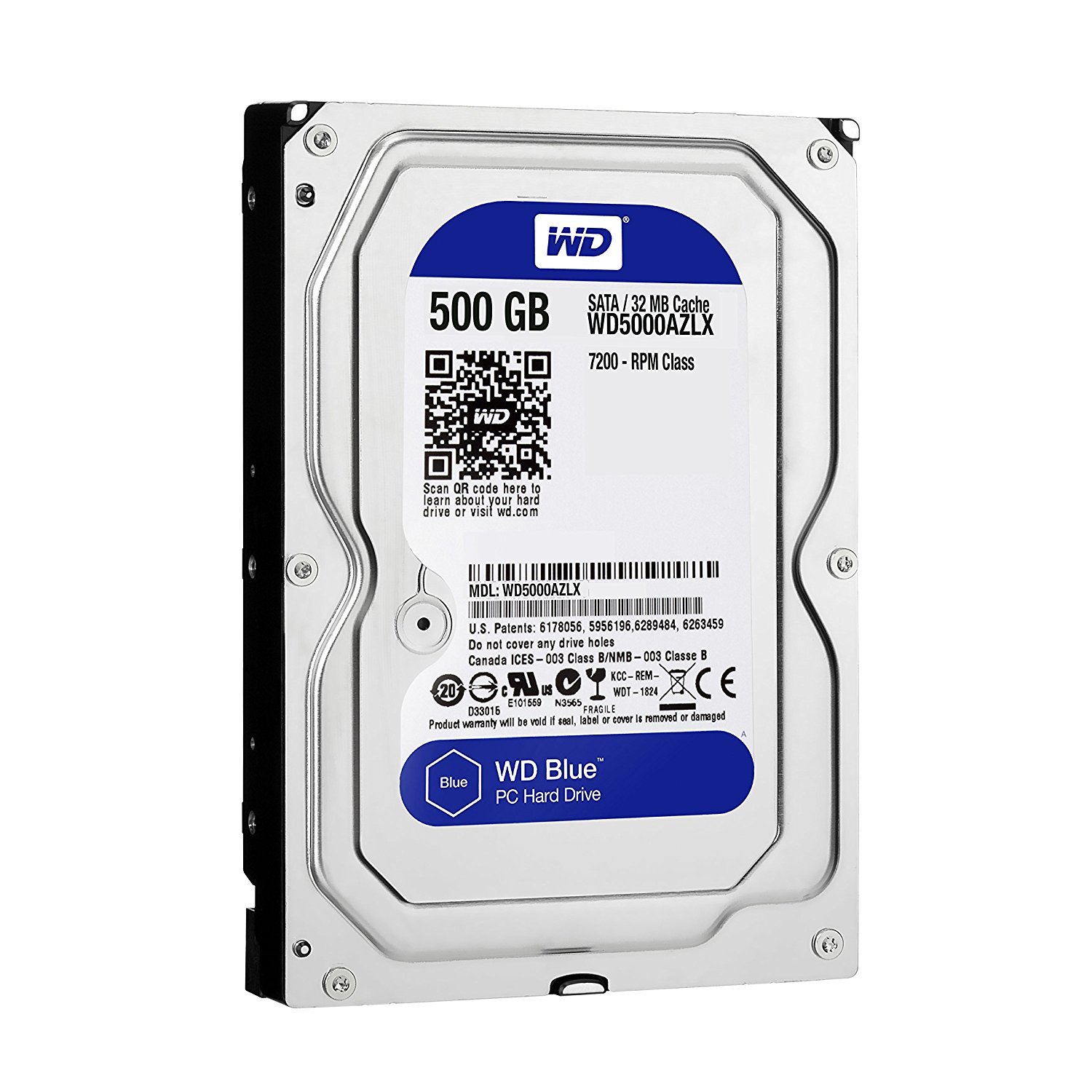 WD Blue 500GB Desktop Hard Disk Drive - 7200 RPM SATA 6 Gb/s 32MB Cache 3.5 Inch - WD5000AZLX (Advanced Format)