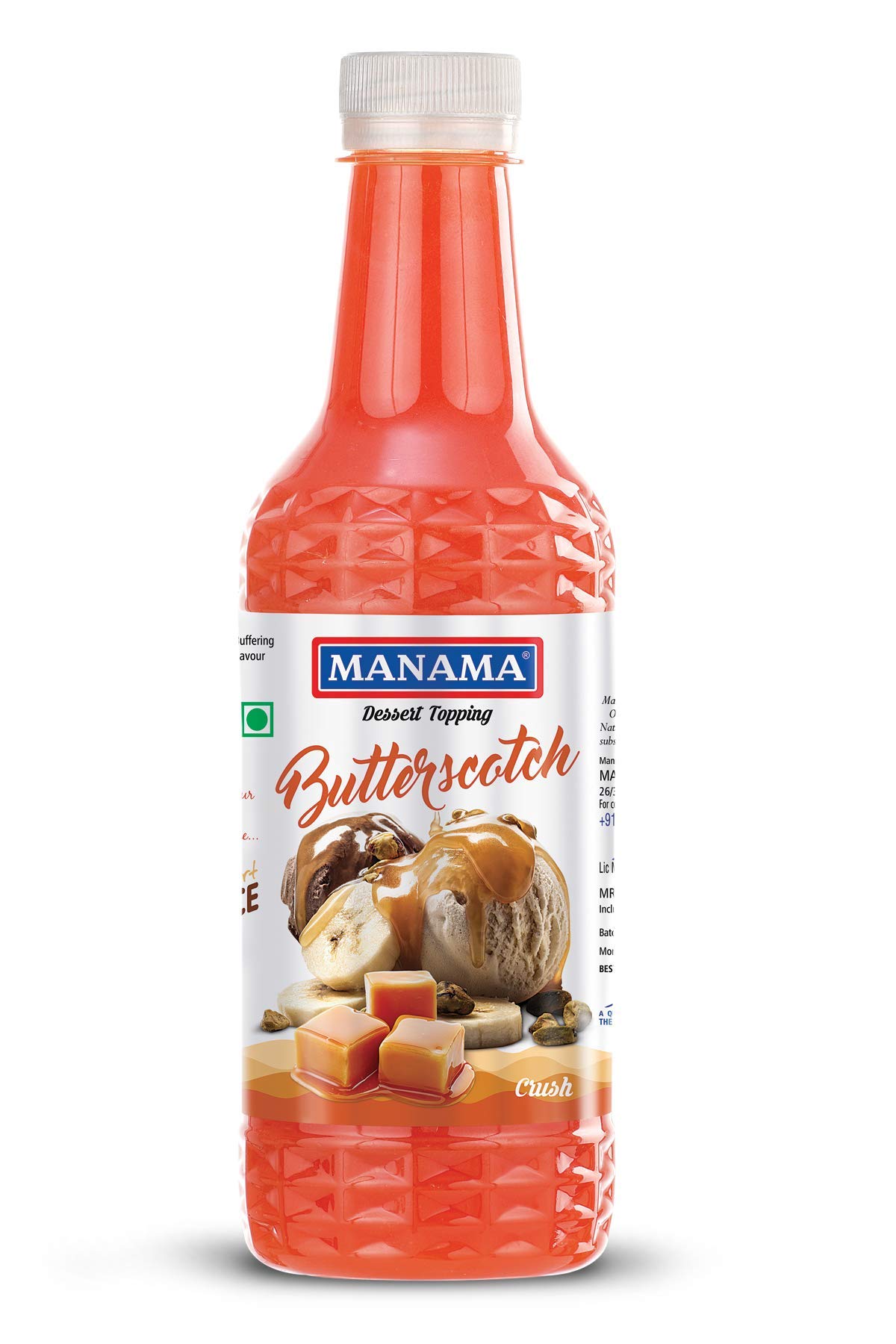 Manama Butterscotch Crush | Topping for Ice Creams, Cakes, Pastries and Shakes, 500ML Bottle