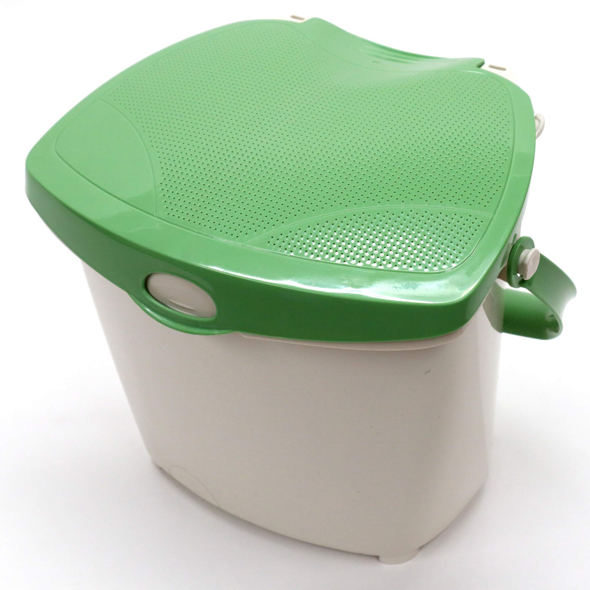 Redmon For Kids Sure-Close Kitchen Food Scrap Lid Pail, Tan-Eco Green