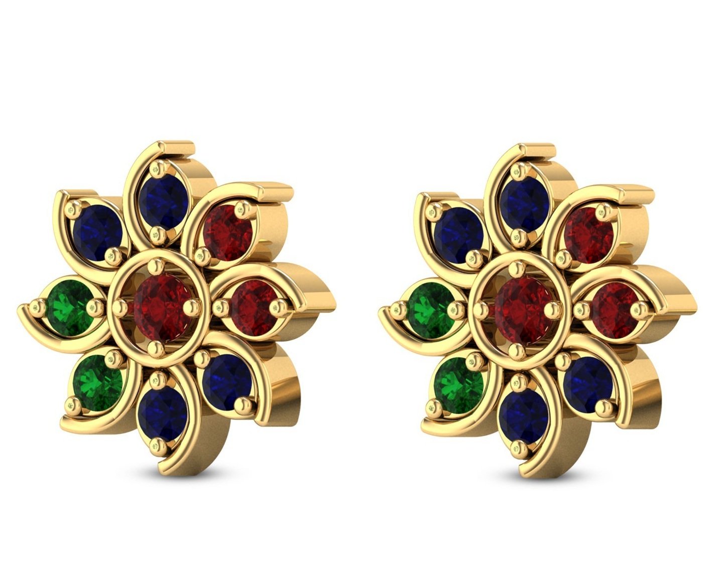 Asset Jewels 92.5 Sterling Silver 18K Gold Plated Multicolour Cluster Earrings for Women