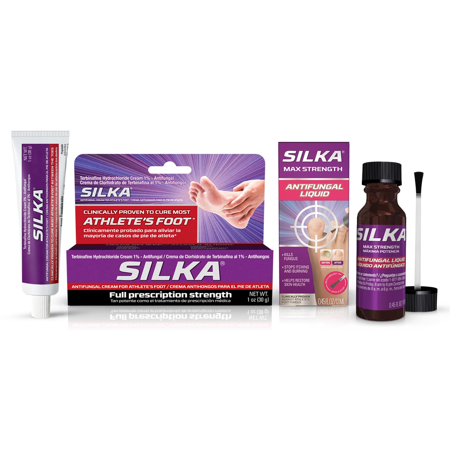 SilkaMax Strength Antifungal Liquid & Cream Set - Powerful Relief for Toenail Fungus, Athlete's Foot, and Ringworm, Itch and Burn Relief