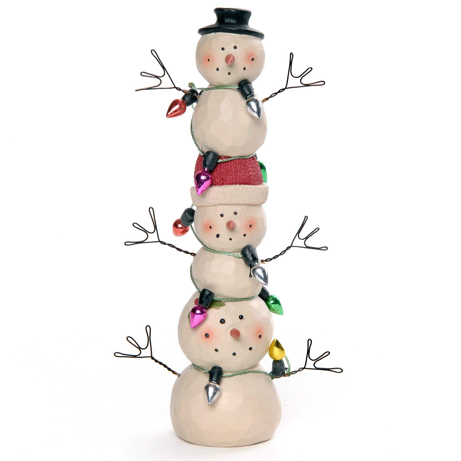 Blossom Bucket 218-13134 Three Stacked Snowmen Wrapped in Lights Figurine