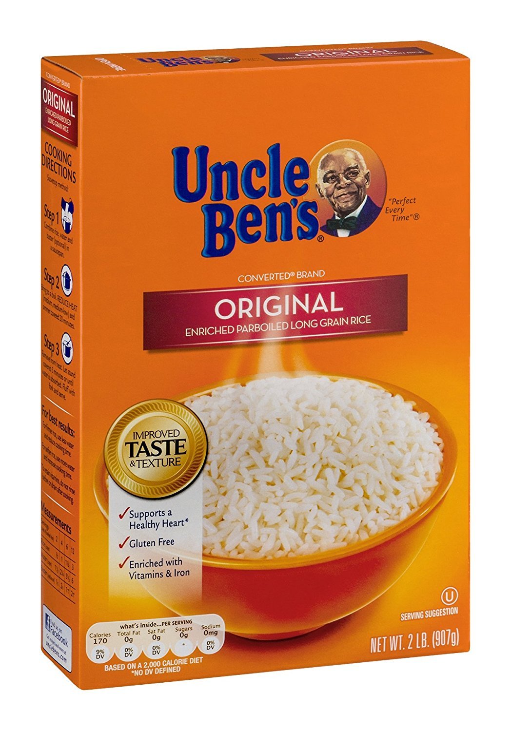 Uncle Ben's, Enriched Parboiled Long Grain Rice, Original, 32oz Box (Pack of 4)