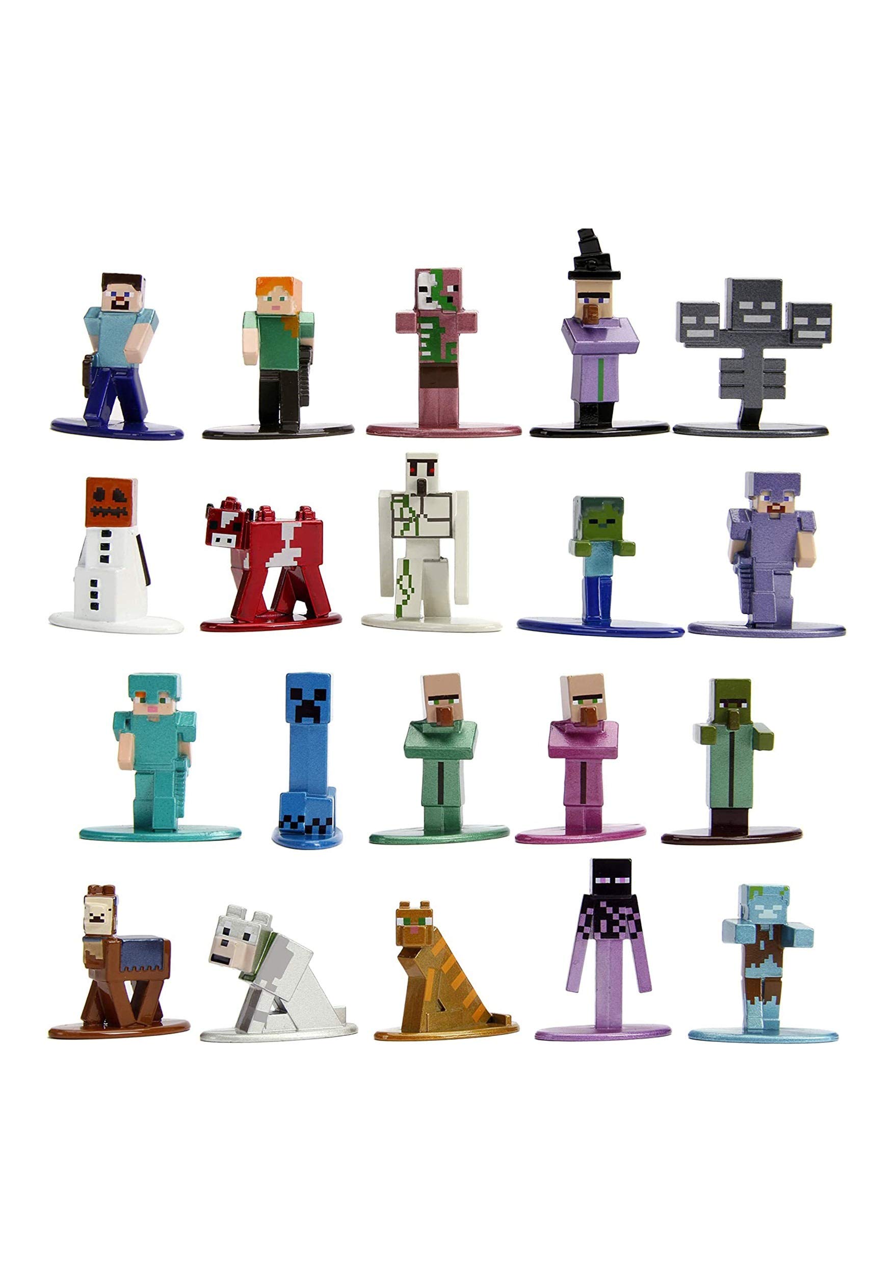 Jada Toys Minecraft 1.65" Die-cast Metal Collectible Figurine 20-Pack Wave 2, Toys for Kids and Adults, Multi (30770)