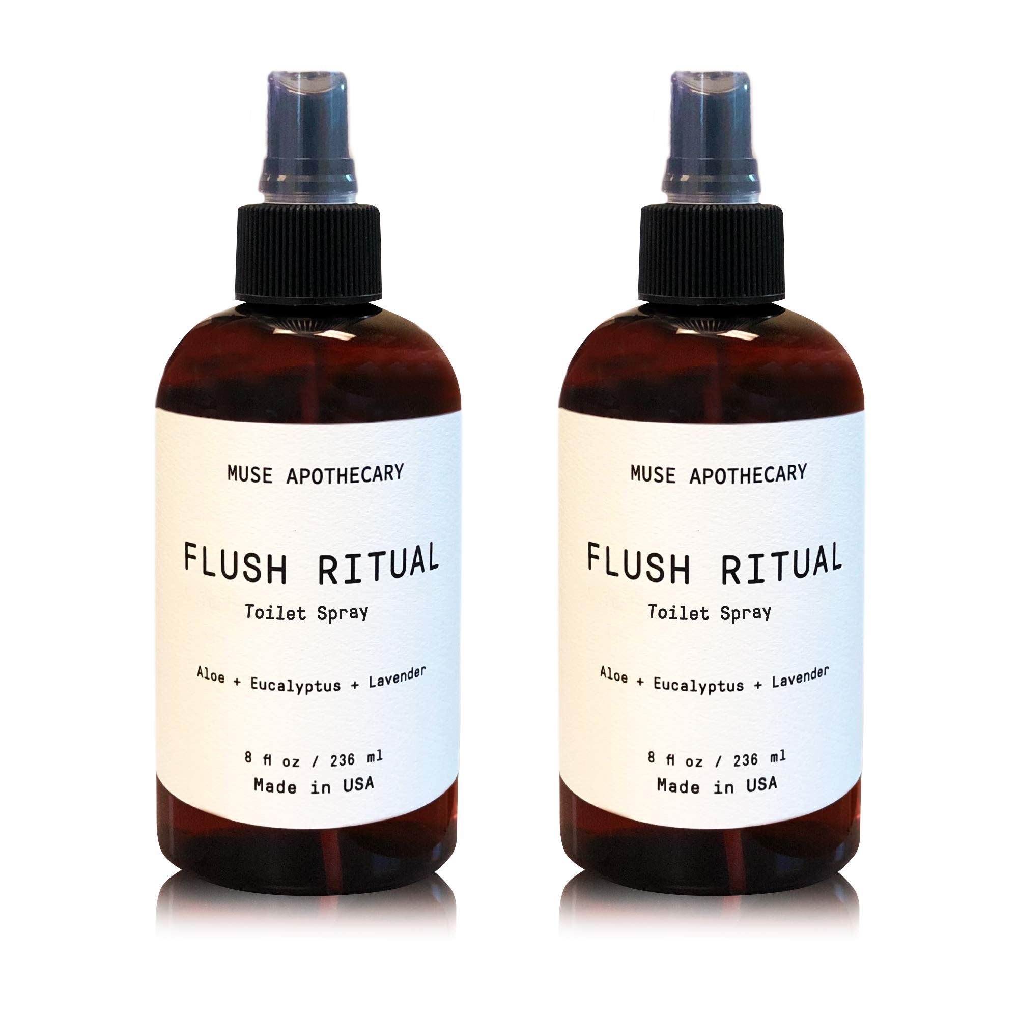 Muse Apothecary Flush Ritual - Aromatic & Refreshing Toilet Spray, Use Before You Go, 8 oz, Infused with Natural Essential Oils - Aloe + Eucalyptus + Lavender, 2 Pack