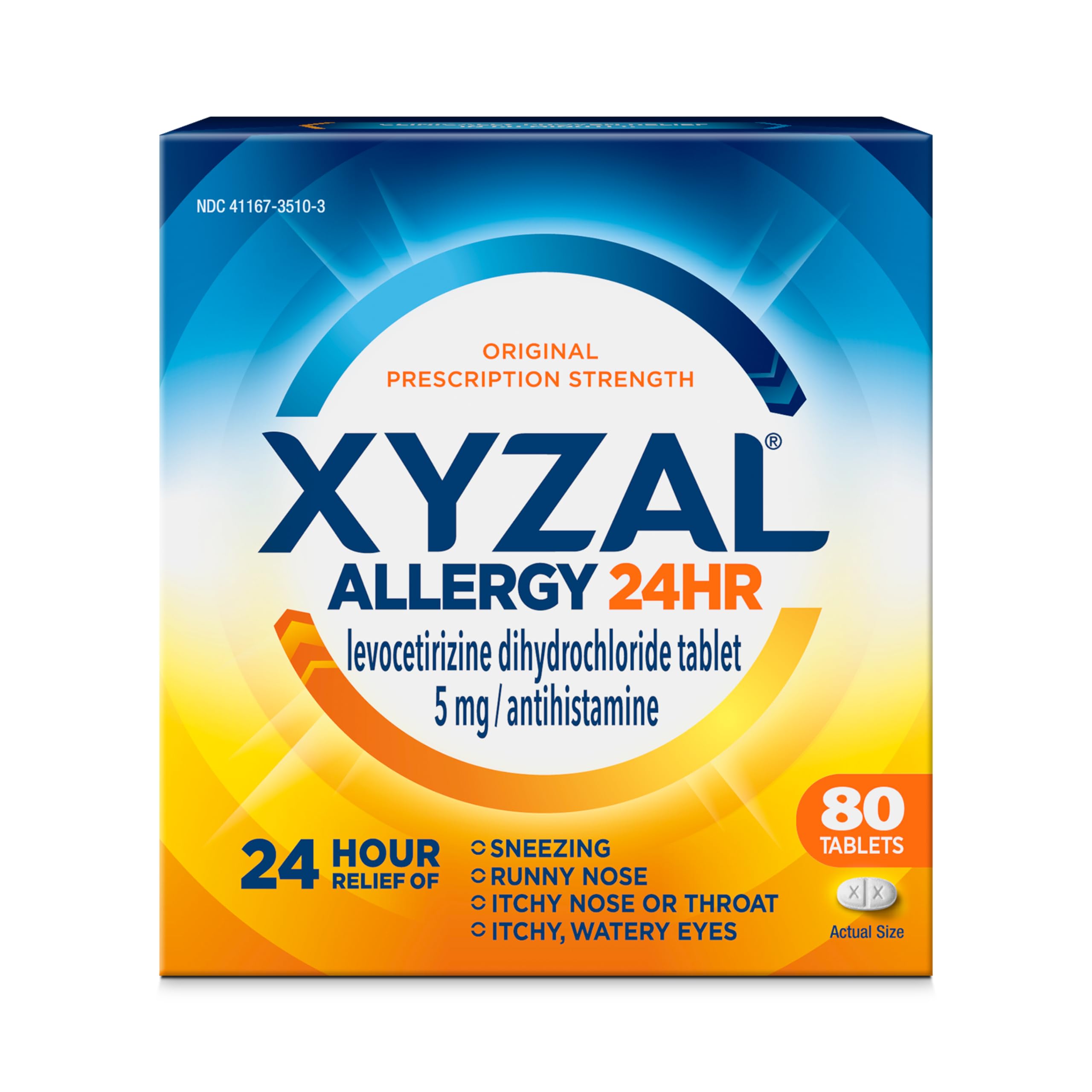 XyzalAllergy Pills, 24-Hour Allergy Relief, 80-Count, Original Prescription Strength