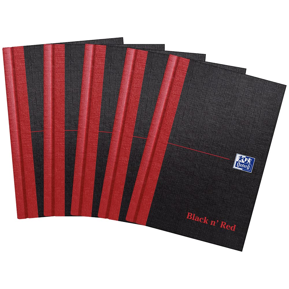 Black n' Red Oxford Casebound Hardback Notebook 192 Pages A6 (Pack of 5) 100080429