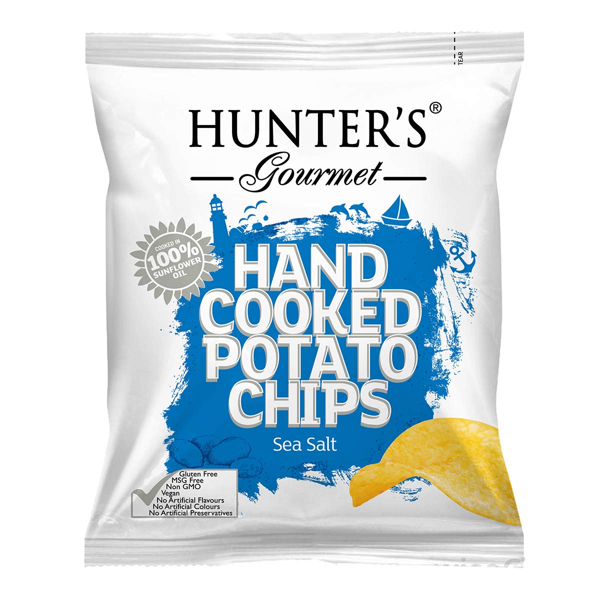 HUNTER'S GourmetHand Cooked Potato Chips Sea Salt - 40gm