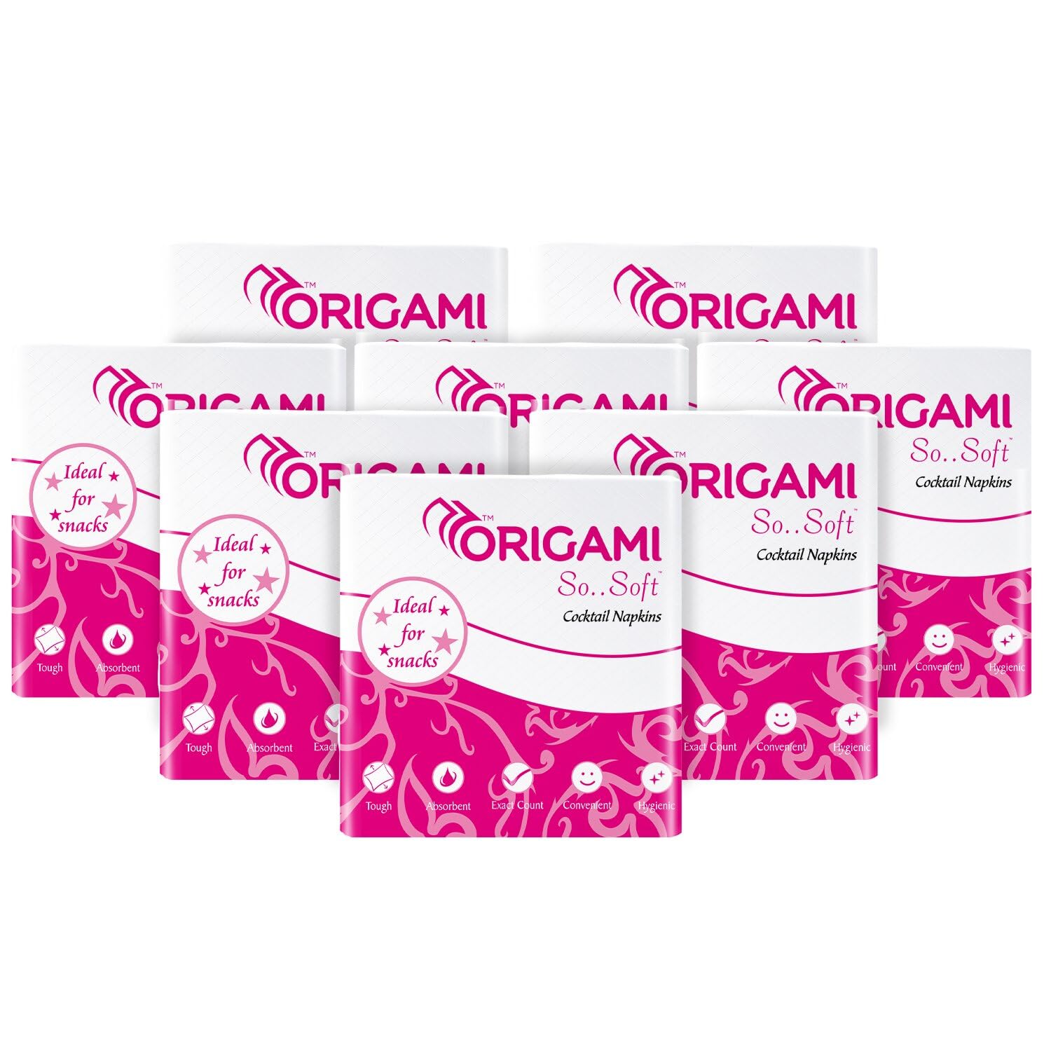 Origami 1 Ply Tissue Paper Napkins - Pack of 8 (100 Pulls Per Pack, 800 Sheets)