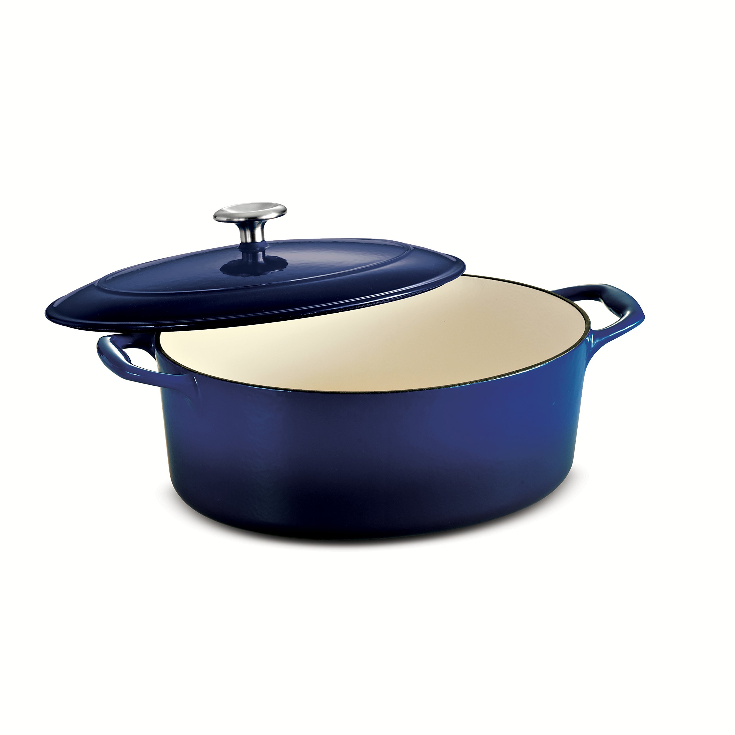 Tramontina Covered Oval Dutch Oven Enameled Cast Iron 5.5-Quart Gradated Cobalt, 80131/077DS