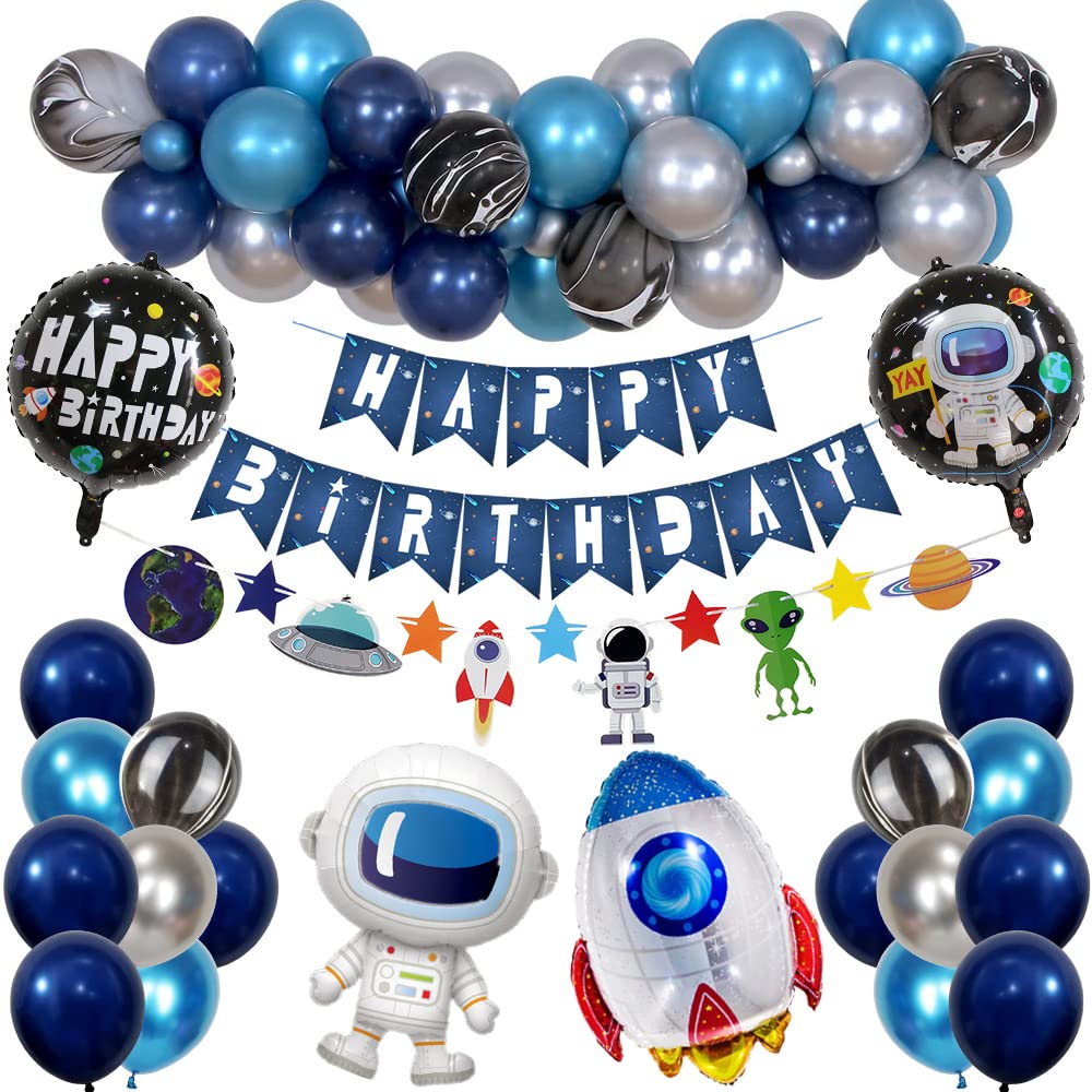 Outer Space Birthday Decorations, Space Theme Party Balloons Garland Arch Kit, Star Sunshine Solar System, Happy Birthday Banner, Astronaut Rocket Balloons Baby Shower Party Supplies Decor