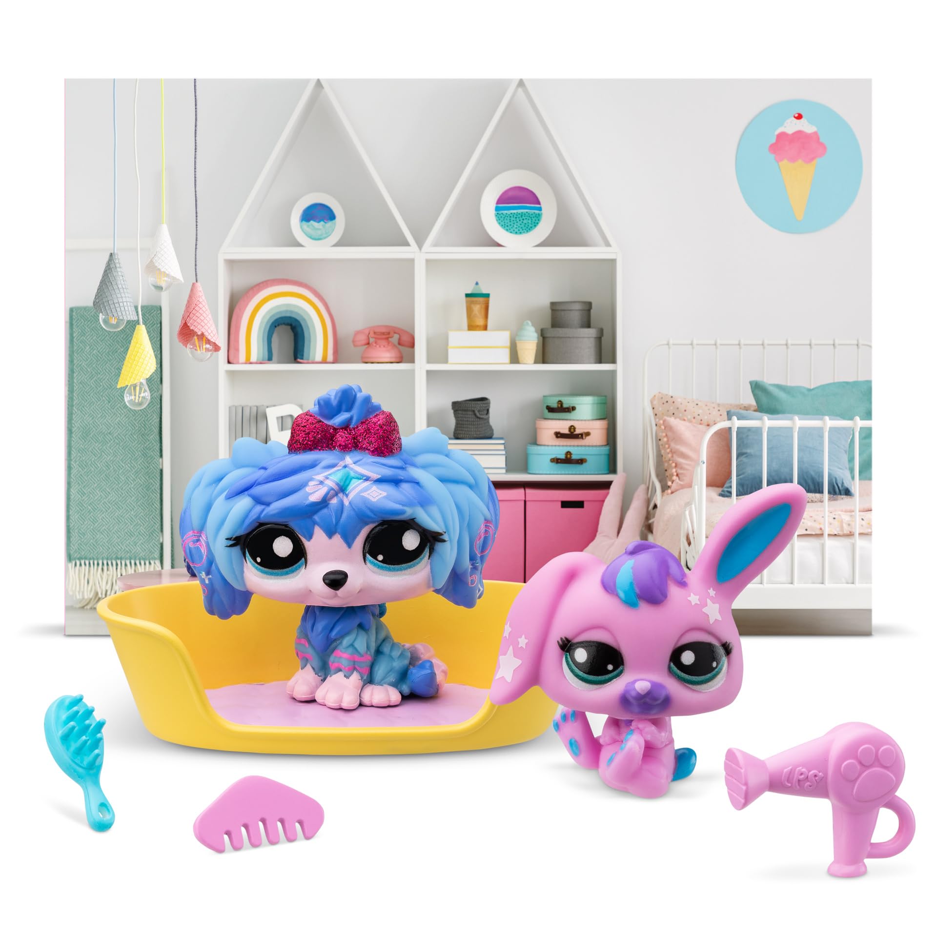 BANDAILittlest Pet Shop Petfluencer Super Salon | Petfluencer Set Contains 2 LPS Mini Pet Toys 4 Accessories 1 Backdrop 1 Collector Card And 1 Virtual Code | Collectable Toys For Girls And Boys