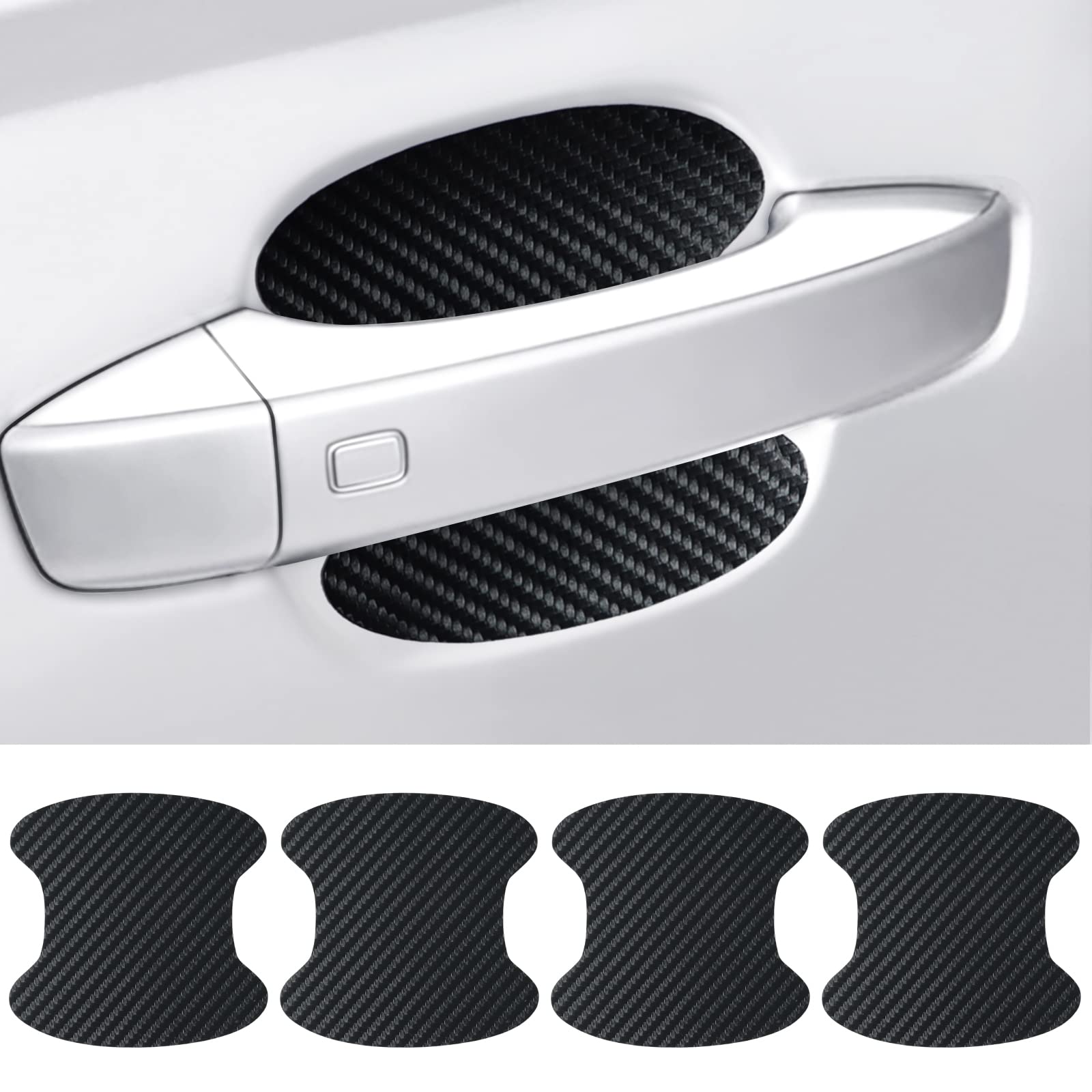 Kelenate® (Large) 4PCS Car Door Handle Scratch Protectors, Carbon Fiber Paint Scratch Protector Sticker Auto Door Paint Guard Car Door Cup Scratch Protection Films Compatible with Ameo