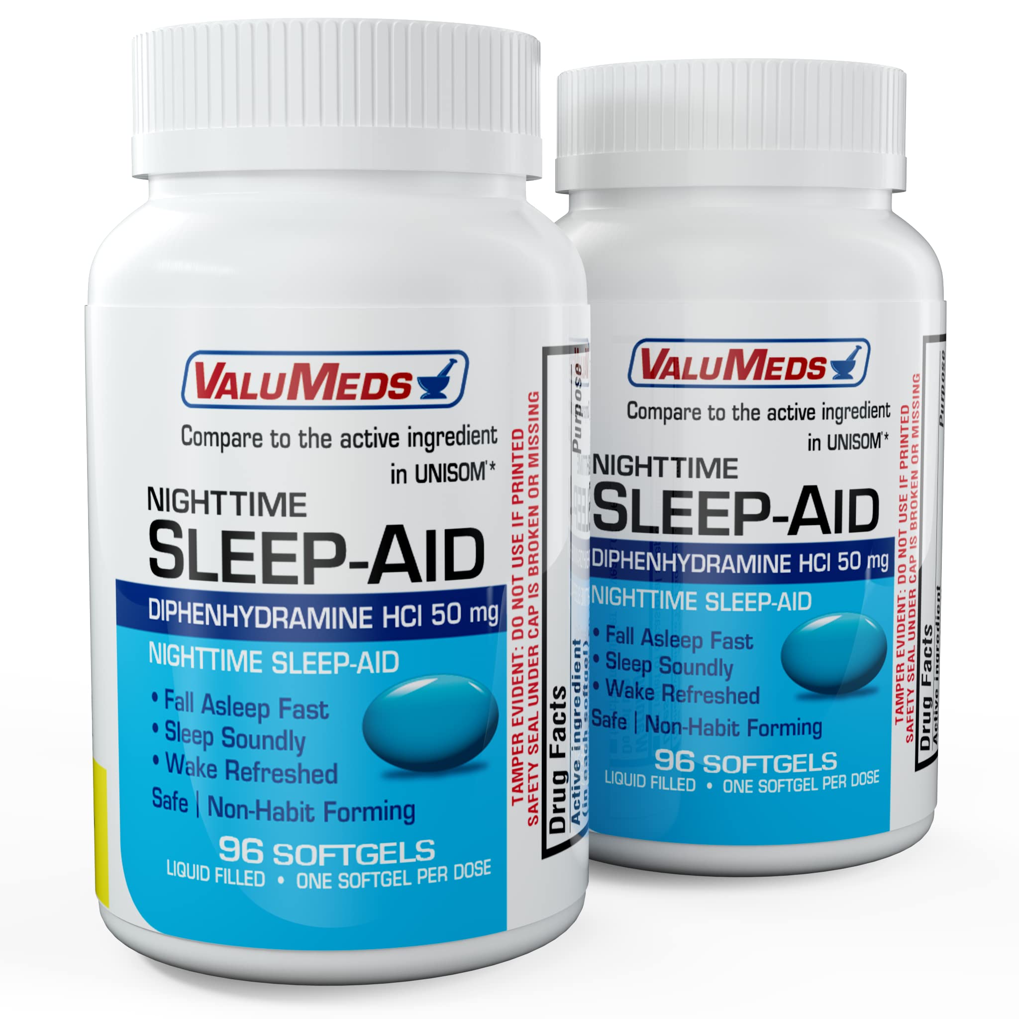 ValuMeds Diphenhydramine HCL Night-time Sleep Aid- 192 Softgels (50mg, Twin Pack)