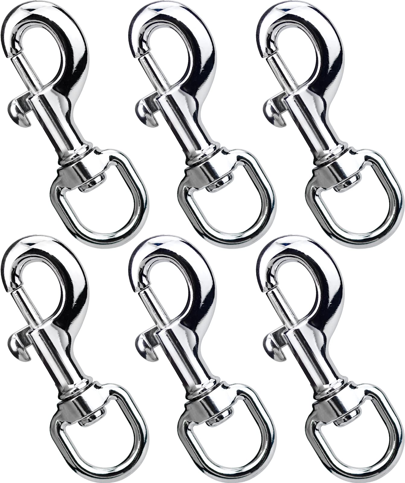 6 Pcs Heavy Duty Trigger Clips Clasp 360°Swivel Eye Bolt Snap Hook Up to 330KG, Zinc Alloy Clips Clasp Hook Spring Loaded Clip Lobster Claw Clasps for Dog Leashes, Camping, Keyring