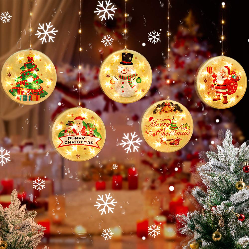 ABETER Christmas Lights, LED Fairy Light Curtain 1.5Mx 0.8M, 3D Curtain Light,Christmas Tree Decoration Waterproof Chandelier, disc Copper Wire Curtain Decoration Light