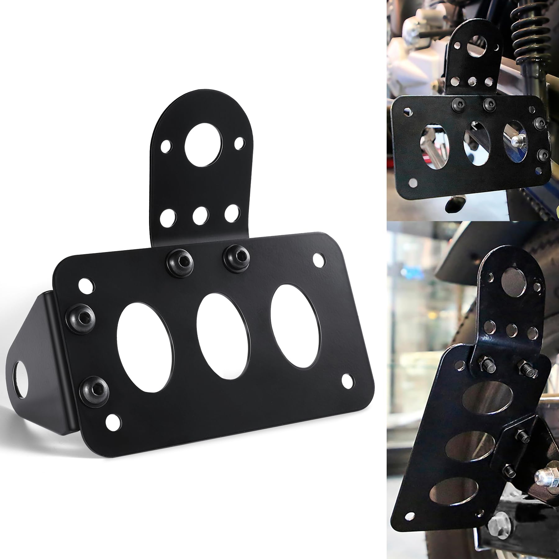 LivTee Motorcycle License Plate Bracket, Side License Plate Mount and Holder, Fits for Harley, Fits for Yamaha, Fits for Honda, Fits Most Bikes and Motorcycles