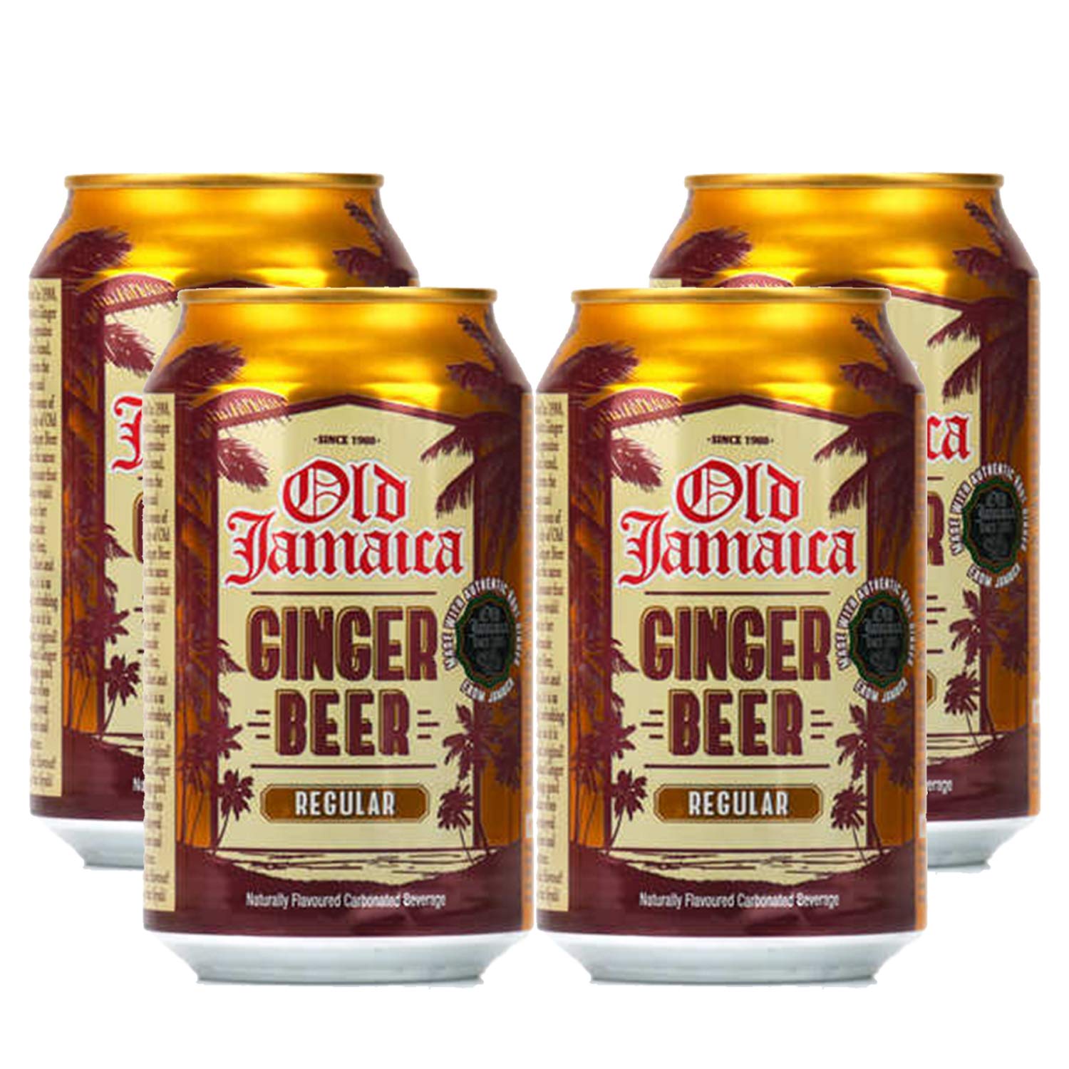 Old Jamaica Regular Ginger Beer Can- 4 Pack, 4 X 330 Ml, Vegetarian - Ginger