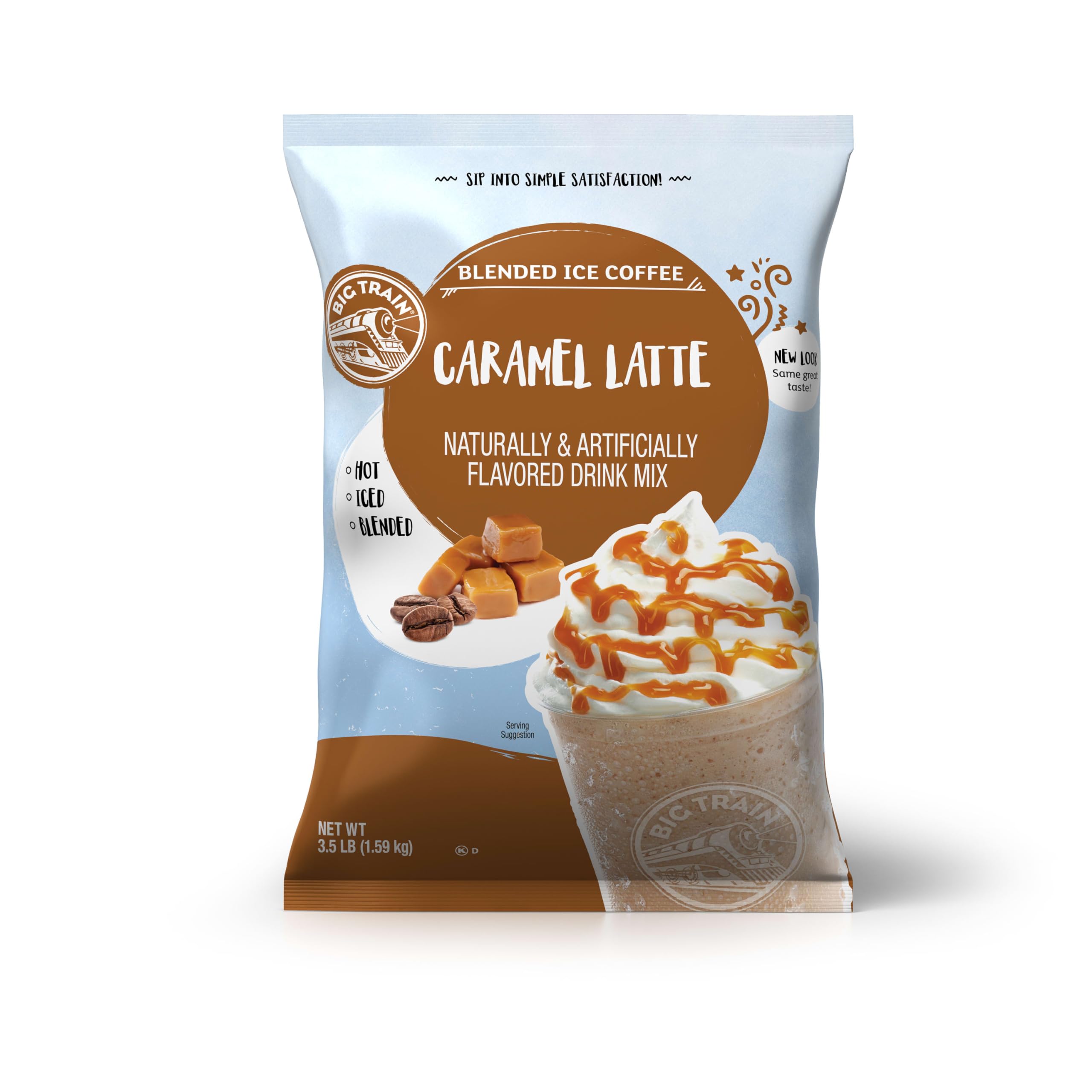 Big TrainCaramel Latte Blended Ice Coffee Beverage Mix, 3.5 lb (Pack of 1)