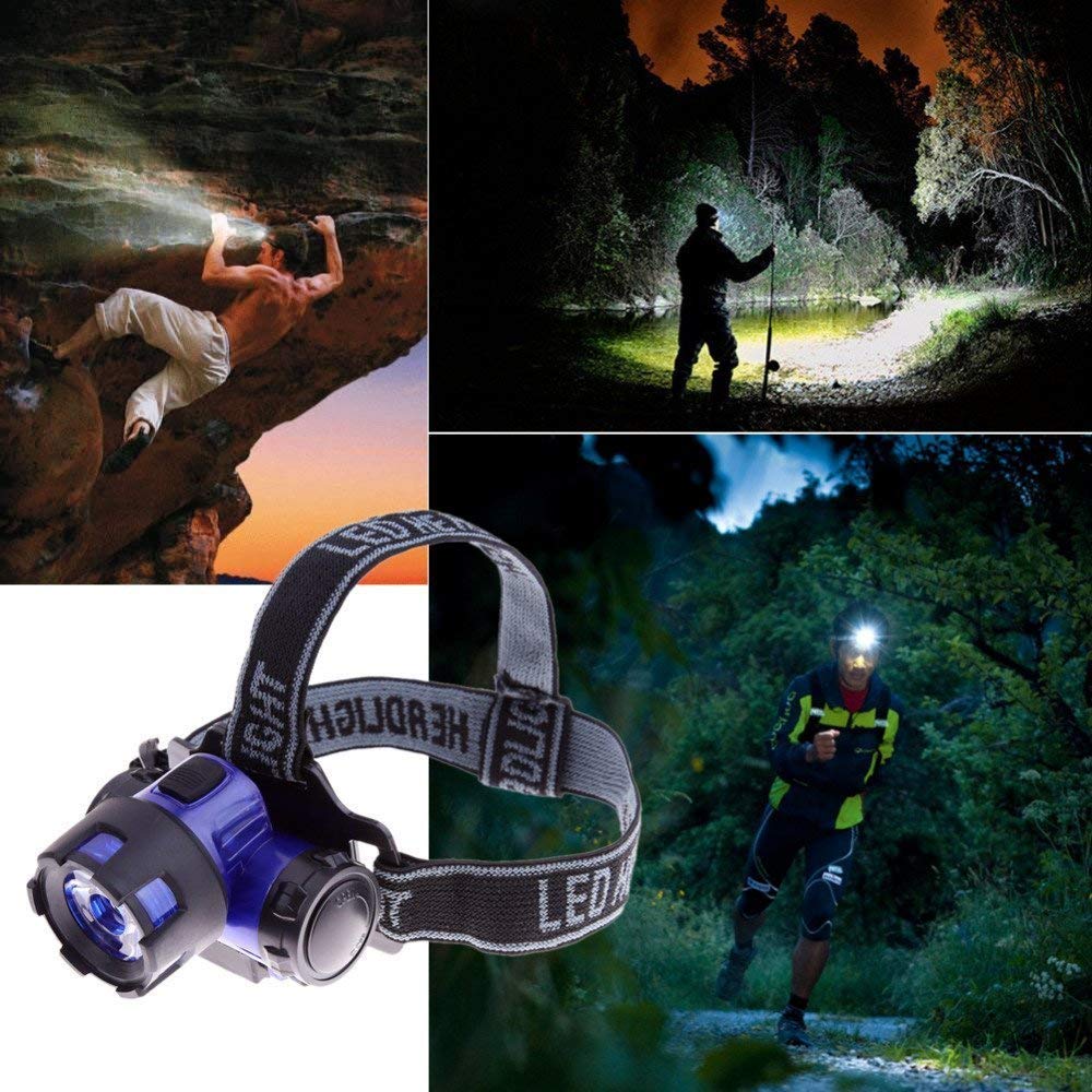 SOCHEP 3Watt High Power Headlamp Night Super Bright LED Torch for Travelling, Hiking, Tracking, Camping Night Outdoor (Blue)