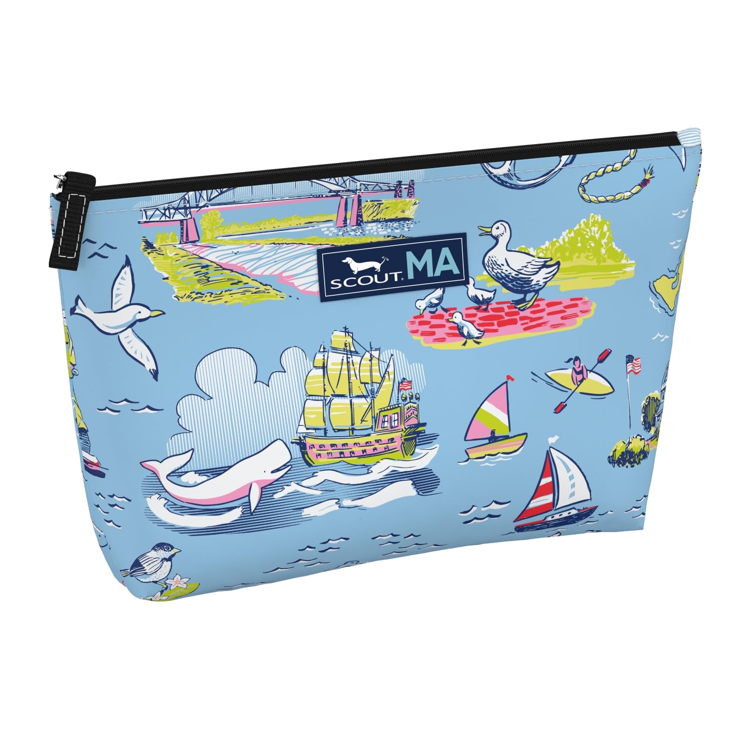 SCOUT Twiggy Makeup Bag, Slim Water-Resistant Pouch Zips Shut, Wipes Clean, Packs Easily