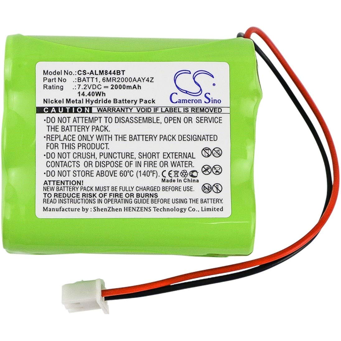 Replacement Battery for 2GIG 228844 Go Control Panels, Compatible with Linear Corp, PERS-4200, Fits Part No 2GIG 6MR2000AAY4Z, 7.2V 2000mAh/14.40Wh Ni-MH