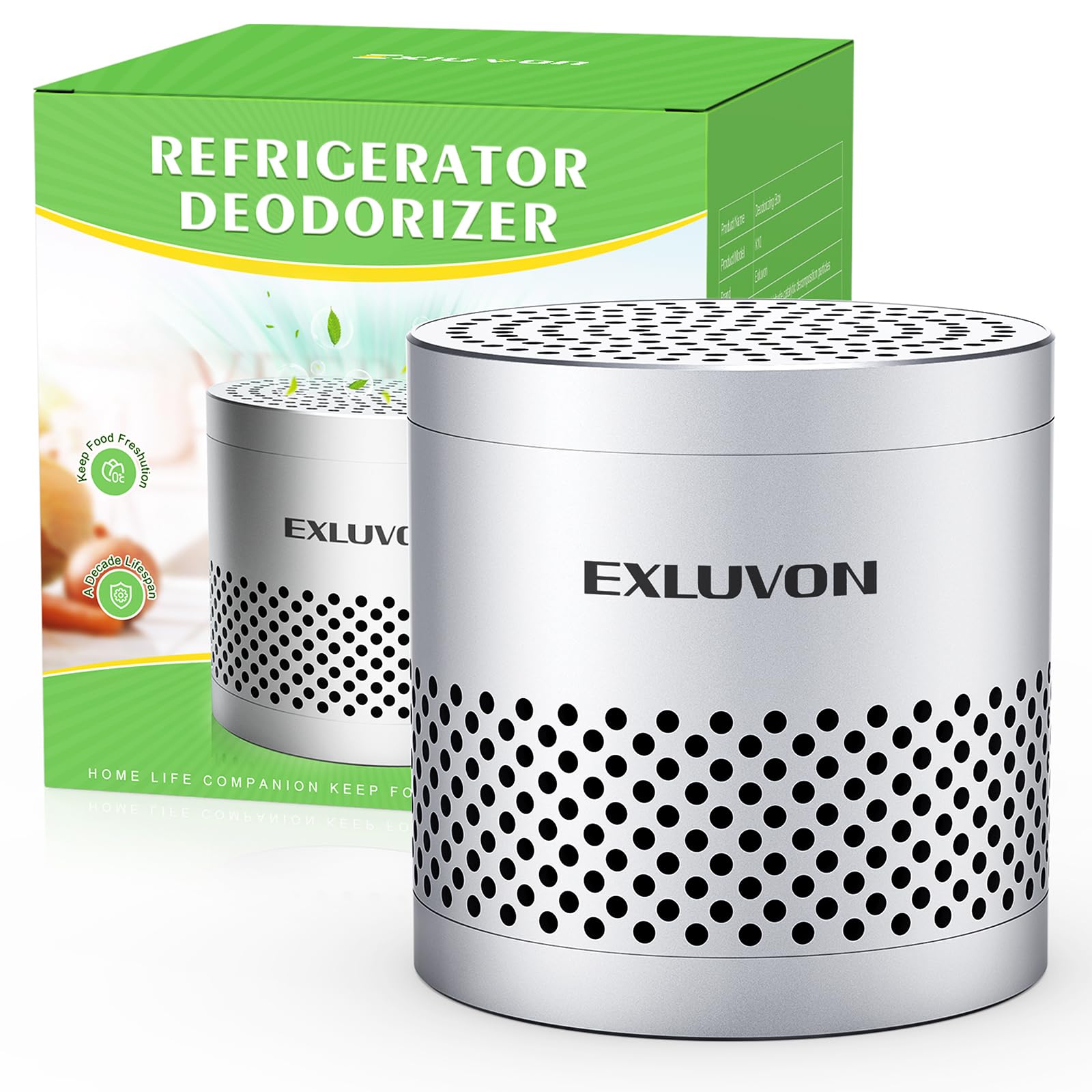 Fridge Deodorizer, Lasts for 10 Years Refrigerator Deodorizer Odor Eliminator,Travel Size Air Purifiers, More Effective Than Baking Soda Bamboo Charcoal Air Purifying Bag, Silver