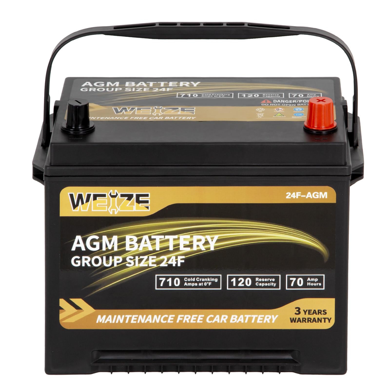 Weize Platinum AGM Battery BCI Group 24F Automotive Battery, 120RC, 710CCA, 36 Months Warranty