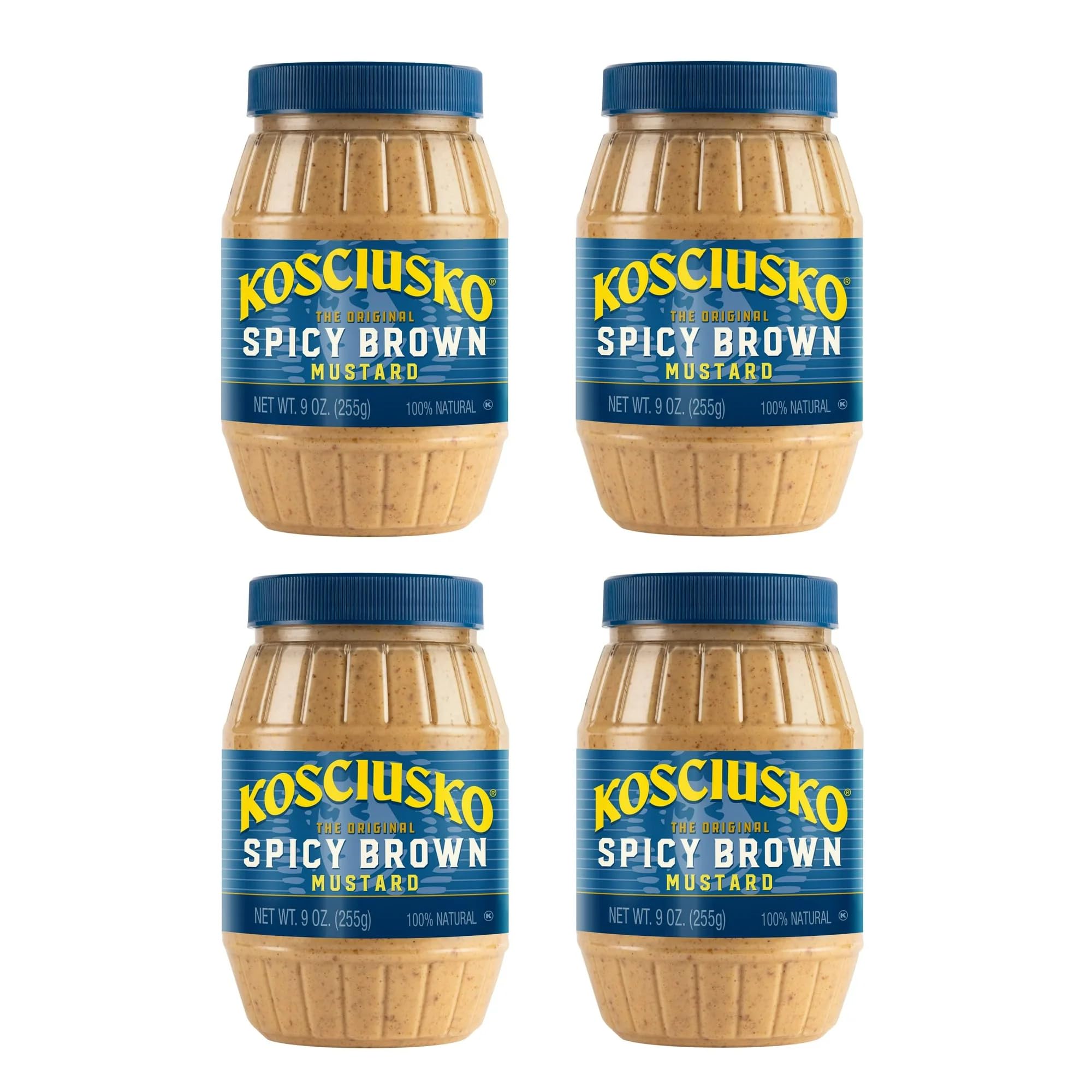 Kosciusko Zesty Spicy Brown Mustard 9 Oz (Pack of 4)