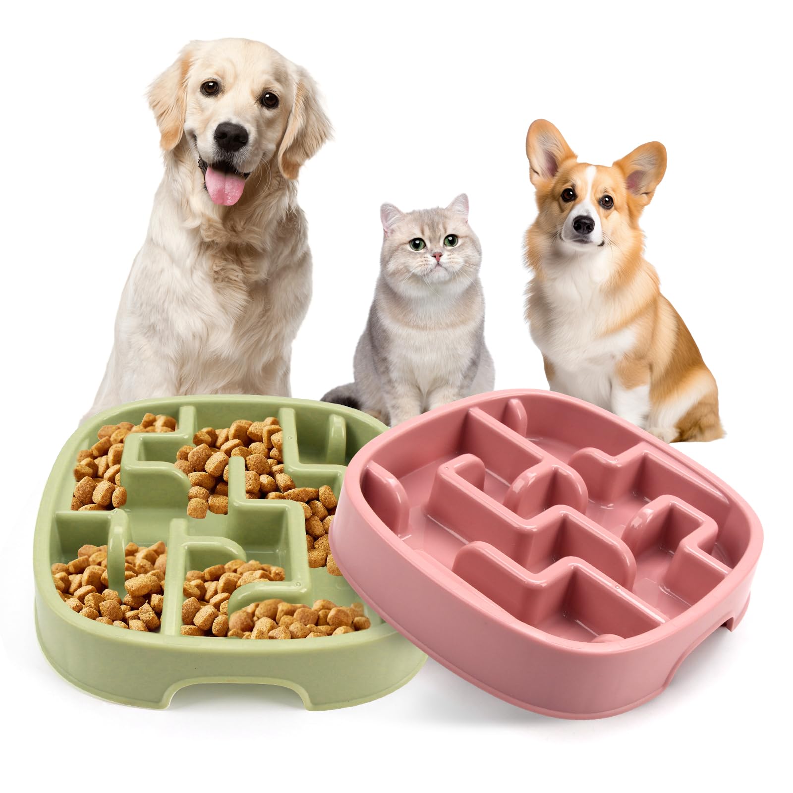 JoyfiaSlow Feeder Dog Bowl, Anti-Choking Puzzle Feeding Bowl for Dry, Wet & Raw Food, Slow Down Eating, Prevents Overeating, Puppy Training, Maze Dog Dishes for Small Medium Breeds Cats Pets