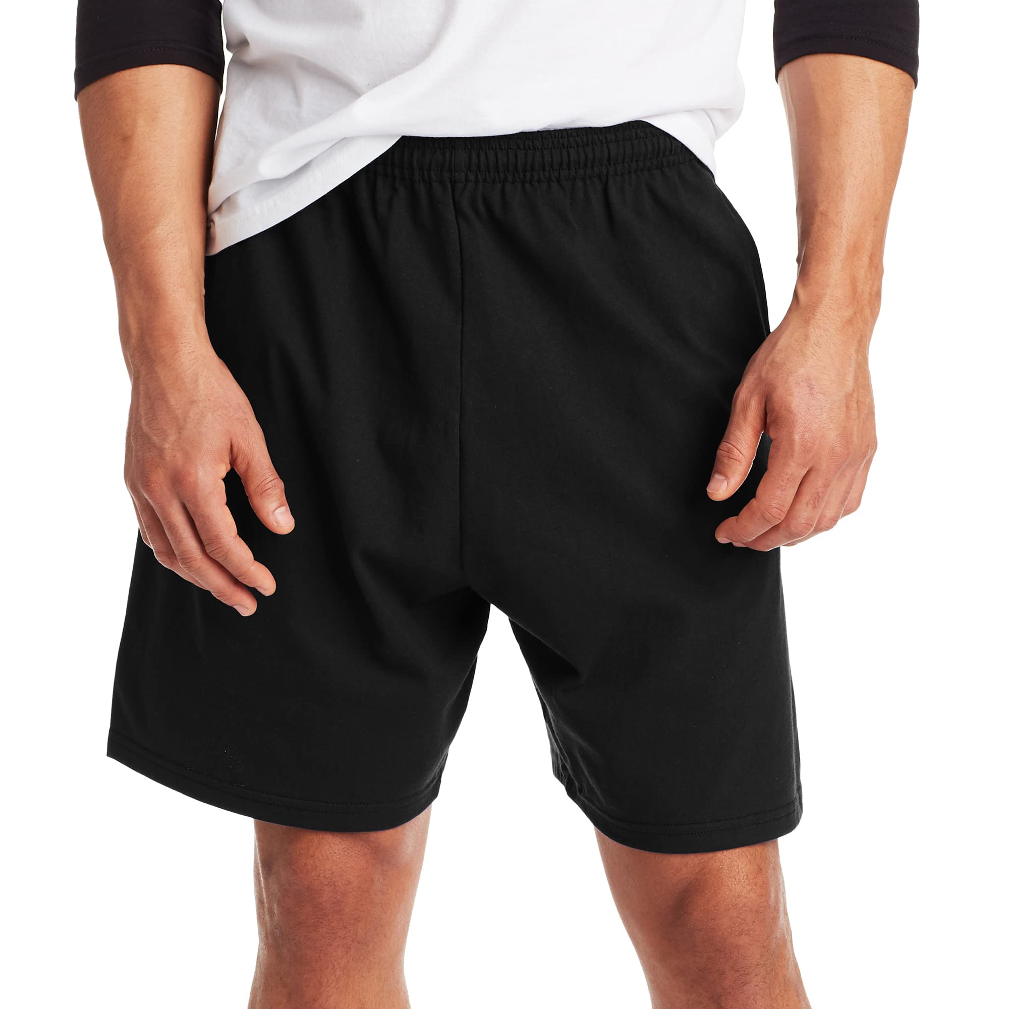 Hanes Men's Athletic Shorts, Favorite Cotton Jersey Shorts, Pull-On Knit Shorts with Pockets, Knit Gym Shorts, 7.5" Inseam