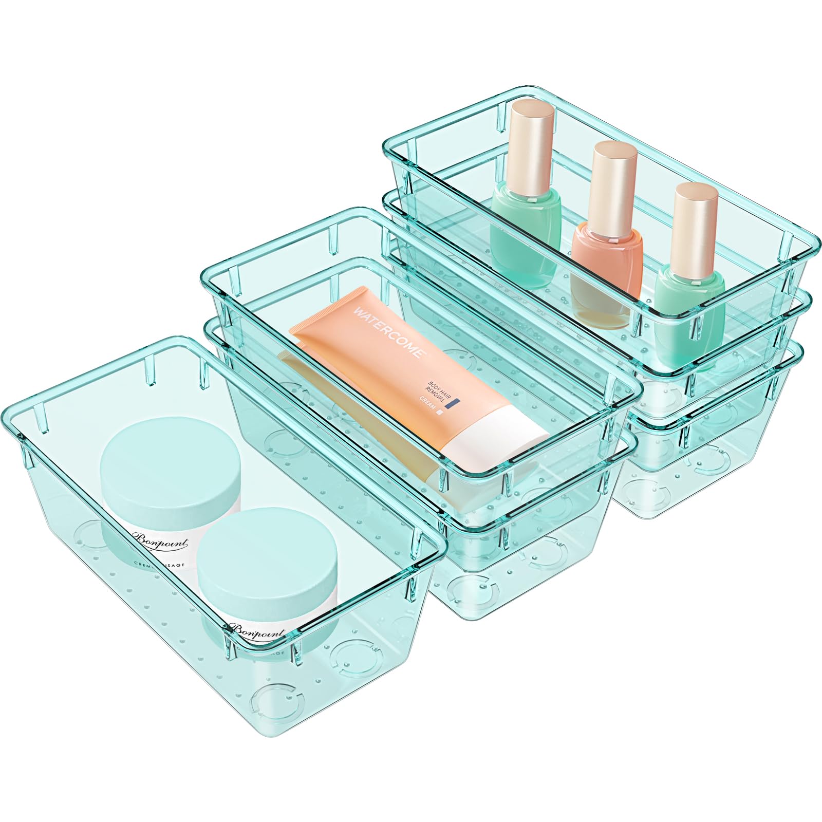 WOWBOX6 PCS Plastic Drawer Organizer Set, Desk Drawer Divider Organizers and Storage Bins for Makeup, Jewelry, Gadgets for Kitchen, Bedroom, Bathroom, Office