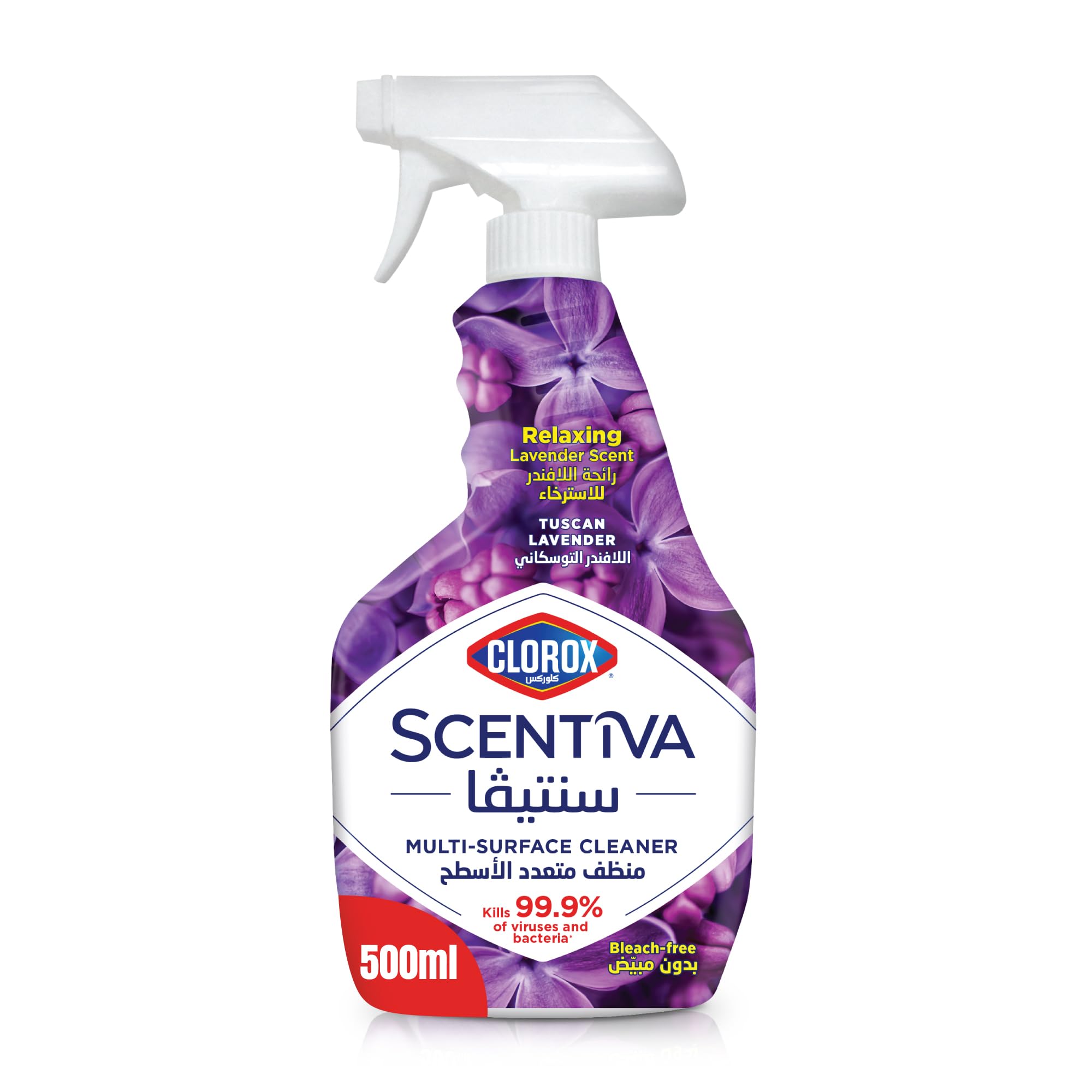 Clorox Scentiva Multi Surface Cleaner 500Ml, Tuscan Lavender, Bleach Free Disinfectant Spray, Package may vary