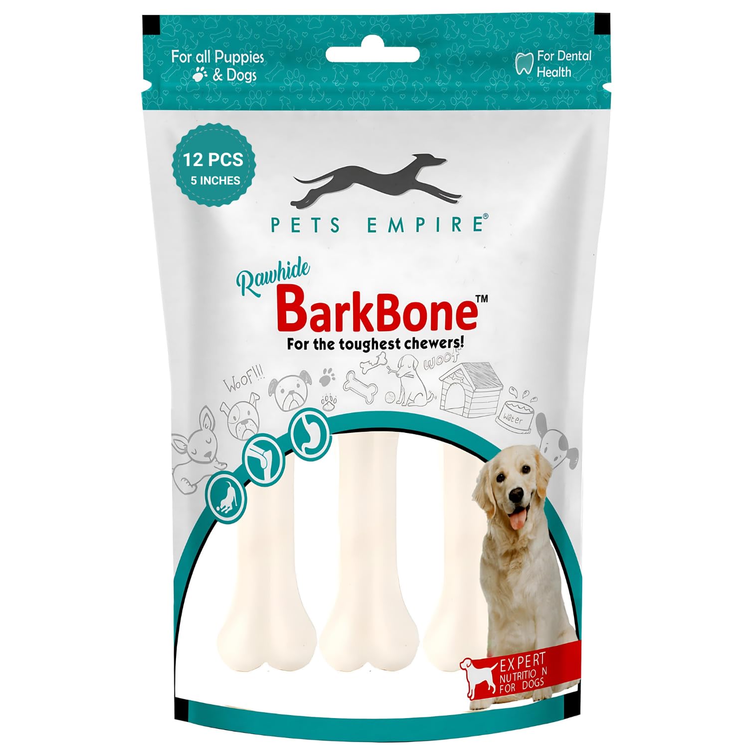 Pets Empire Rawhide Bone for Dogs | Pack of 3inch 30pcs | Rawhide Pressed Chew Stick Young Adult Dog Treat & Dog Food | Dog Treats for Medium Breeds Size Dogs