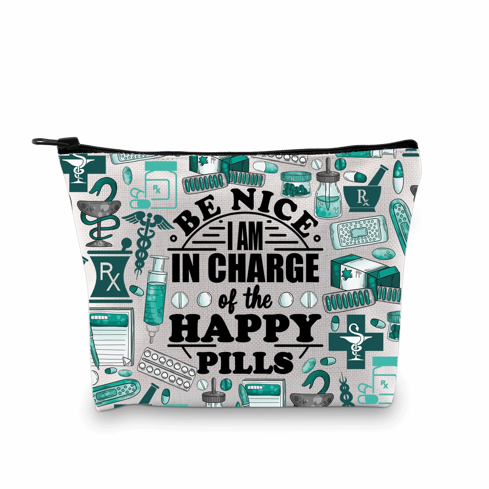 PLITI Pharmacist Gift Pharmacy Technician Graduation Gifts Funny Pharmacy Tech Gifts Rx Pharmacy Symbol Makeup Bag (Charge of pill bagU)