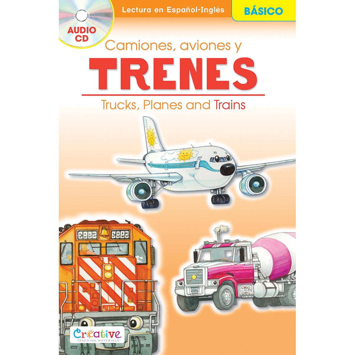 Pbs Publishing Creative Teaching Materials Spanish-English Book with CD-Trucks, Planes and Trains