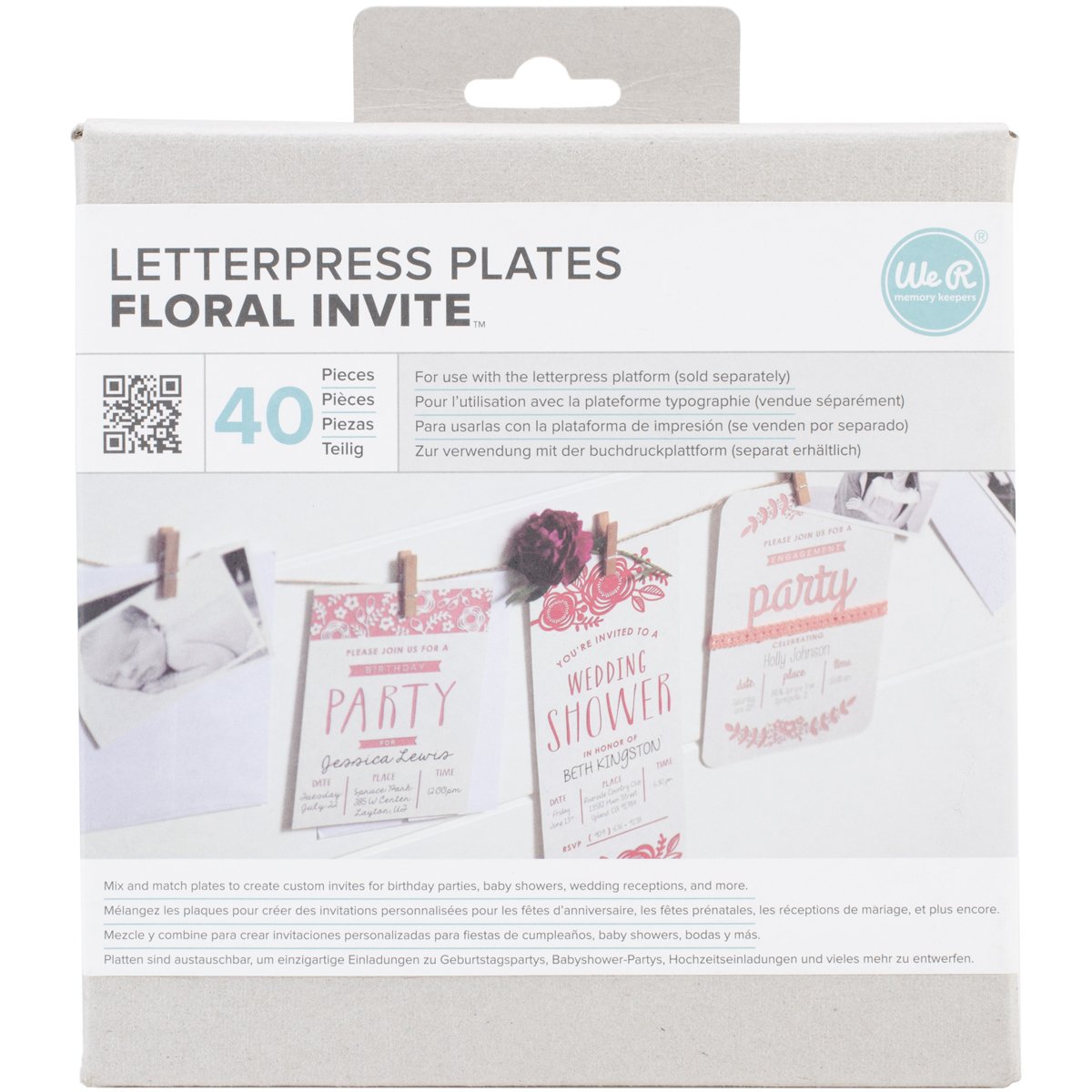 We R Memory KeepersLifestyle Letterpress Plates-Floral Invite, White