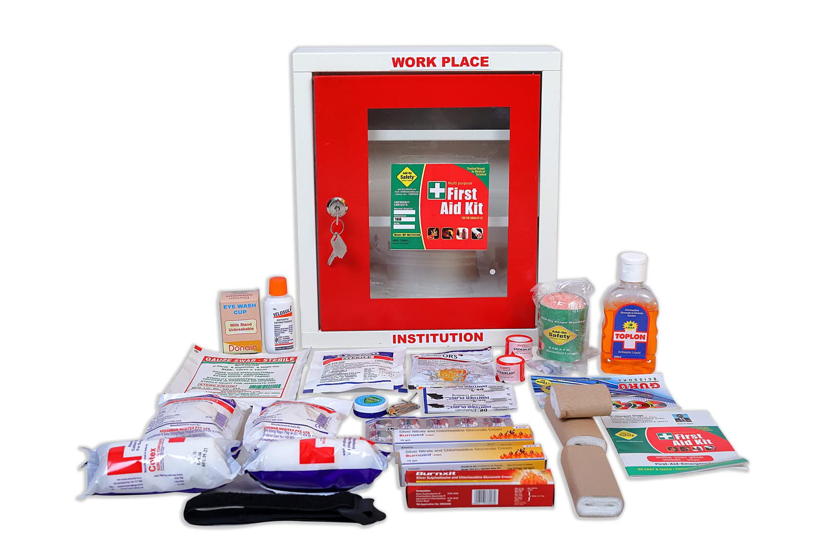 Add-on Safety First Aid Kit with all items/medicines inside - for Institutions like School/Corporate Office/Commercial/Shop/Hotel/Restaurant