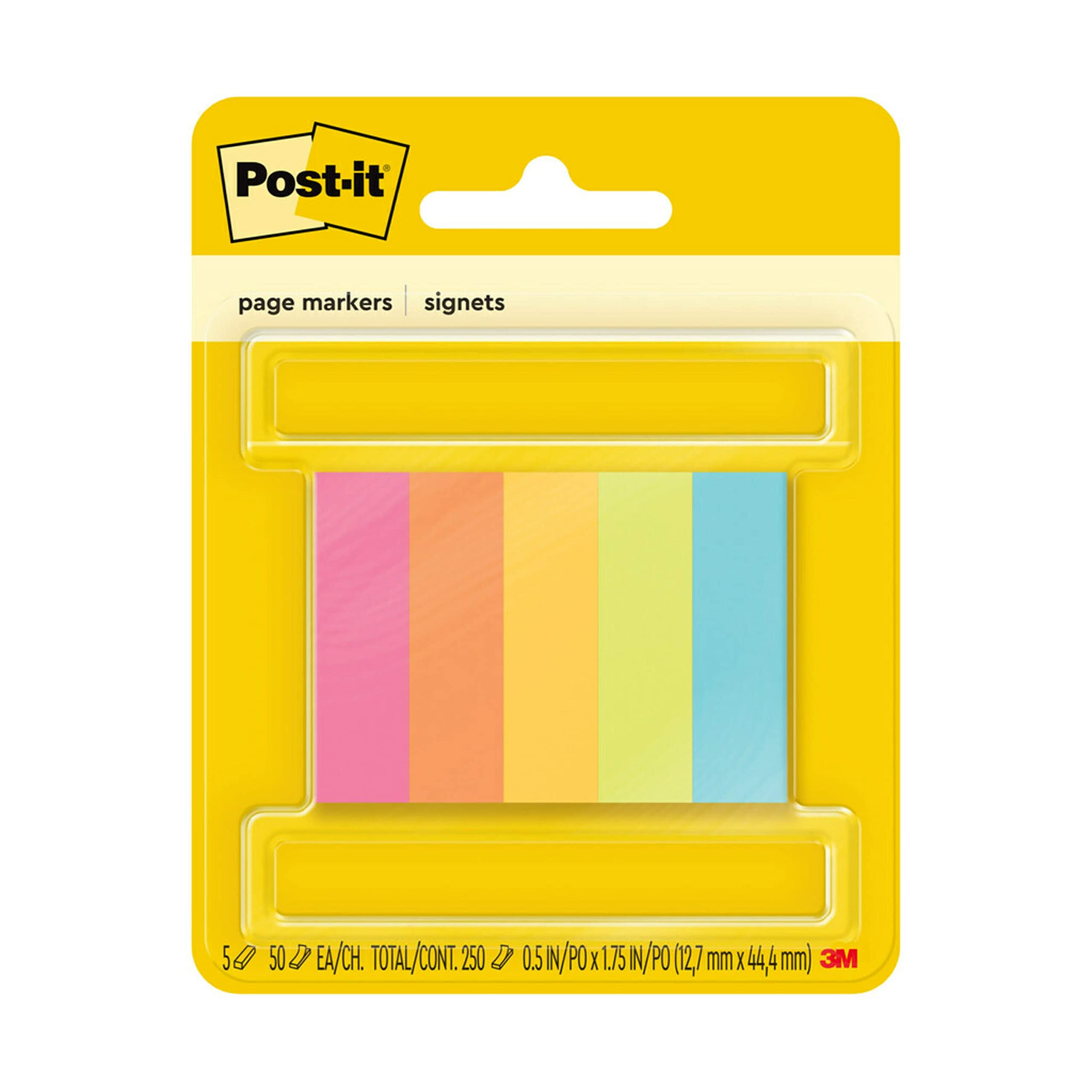 Post-It 670-5Af Page Markers - 0.5 inch x 1.8 inch, Pack of 250, Bright Multi Coor