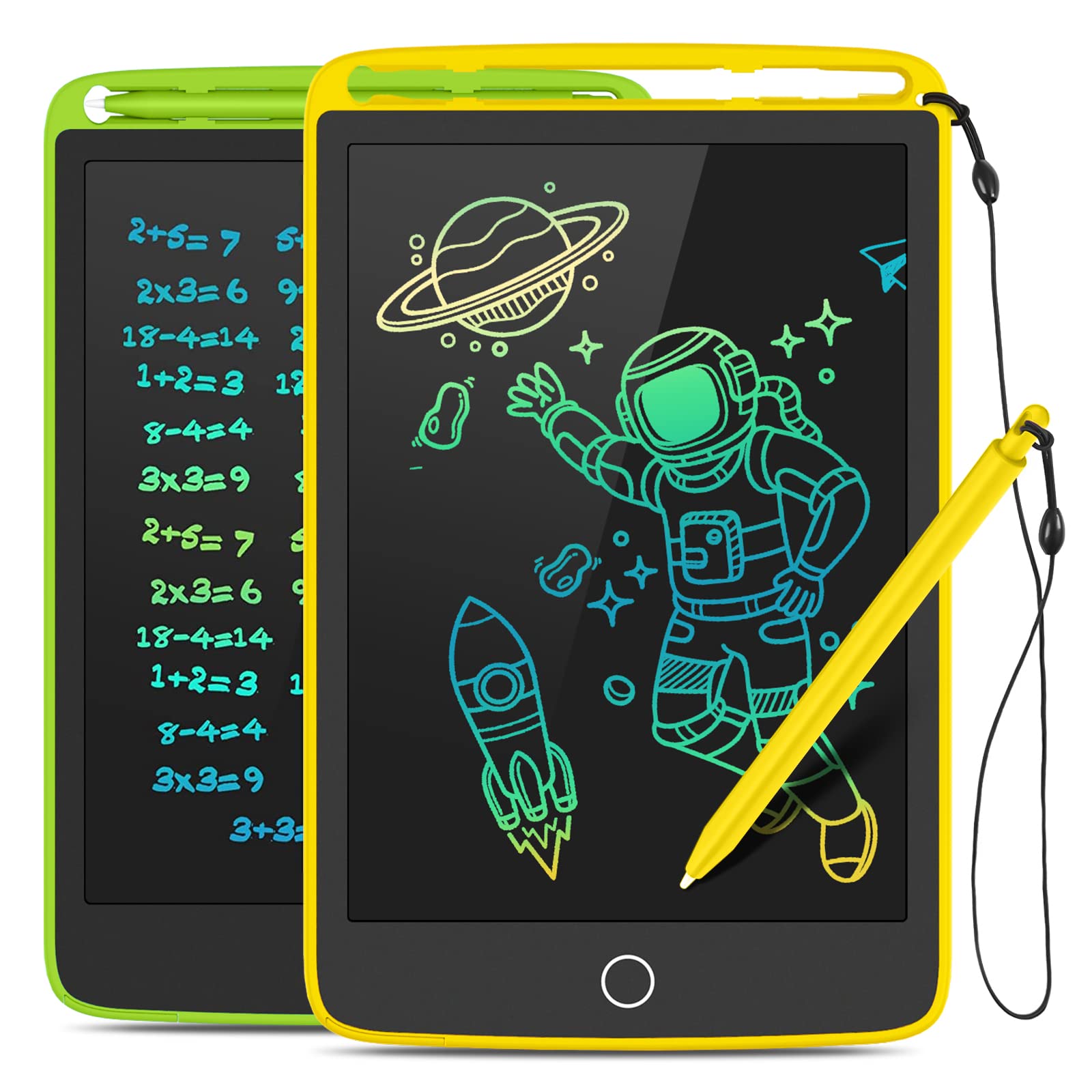 2 Pack LCD Writing Tablet, Colorful Screen Doodle Board 8.5 Inch Drawing Tablet for Kids, Learning Toys Birthday Gifts Travel Activity Games for 3 4 5 6 Year Old Boys and Girls Toddlers（Yellow Green）