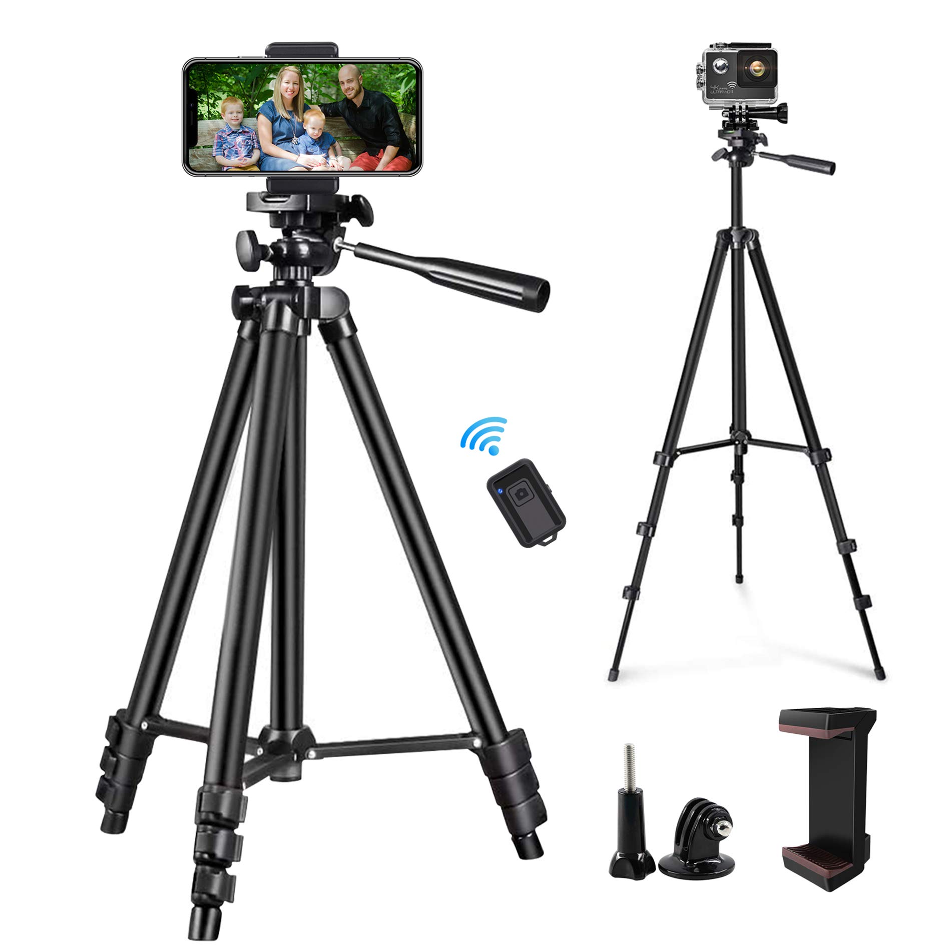 Phone Tripod, Sumcoo 50" Extendable Cell Phone Tripod with Wireless Bluetooth Remote and Universal Phone Holder, Perfect for Video Recording/Selfies/Live Stream/Vlogging