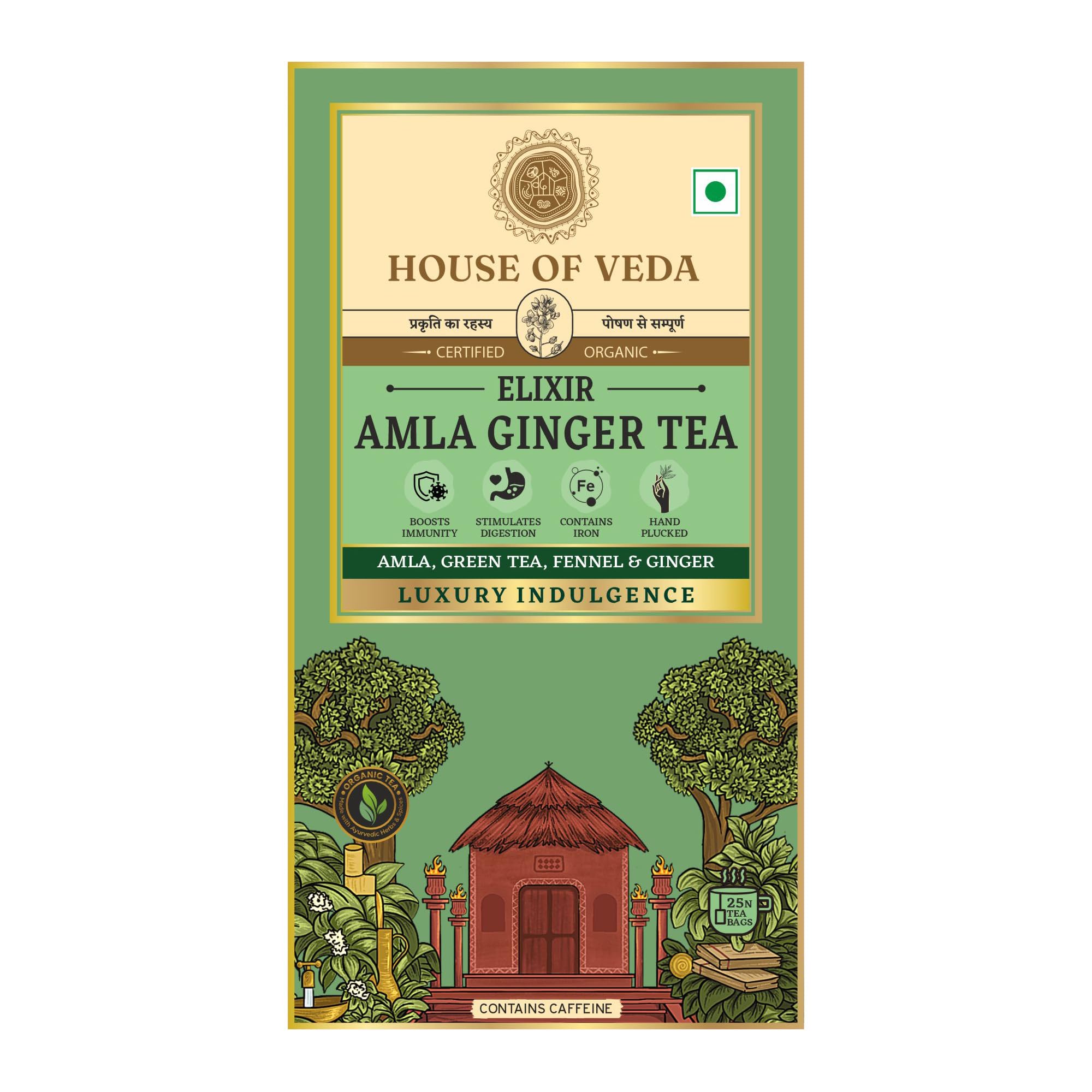 House of Veda | Amla Ginger Green Tea | 25 Tea Bag