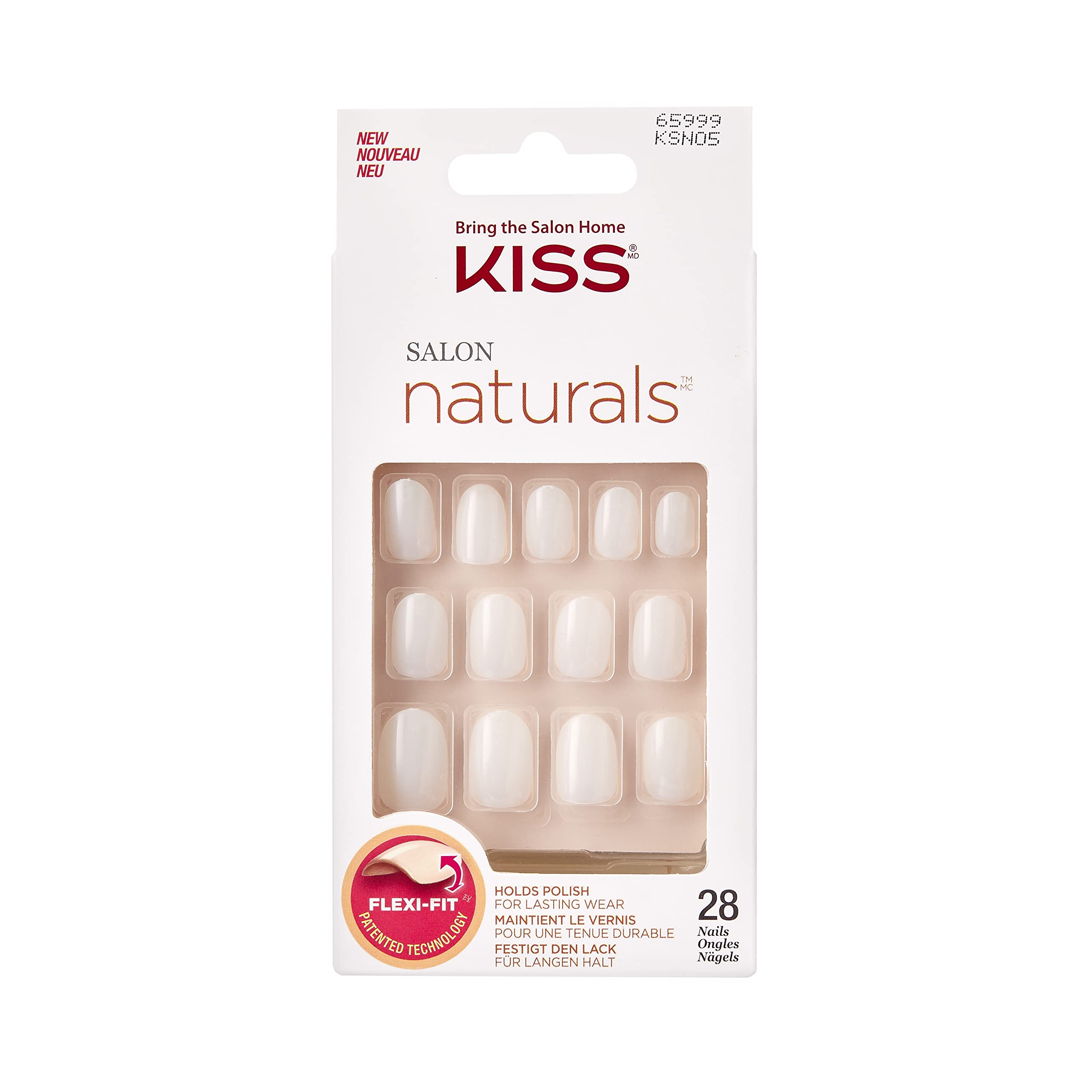 KISSSalon Natural Nails Ksn05, White, 28 Pieces