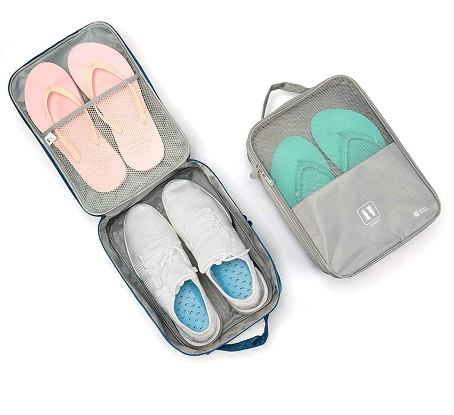 SOCHEP Polyester Waterproof Portable Foldable Travel 2 Layer Foot-wear Pouch