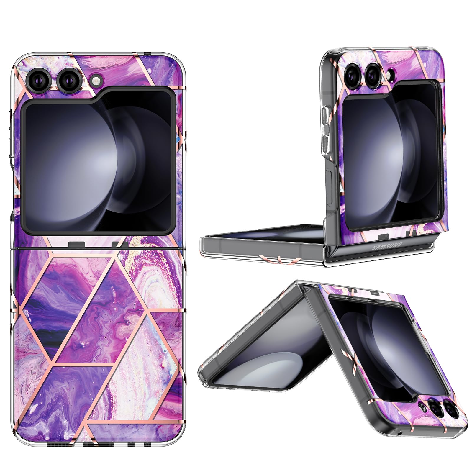 GOLINKMarble Series Case for Samsung Galaxy Z Flip 5, Slim Stylish Protective Bumper Case (Purple)