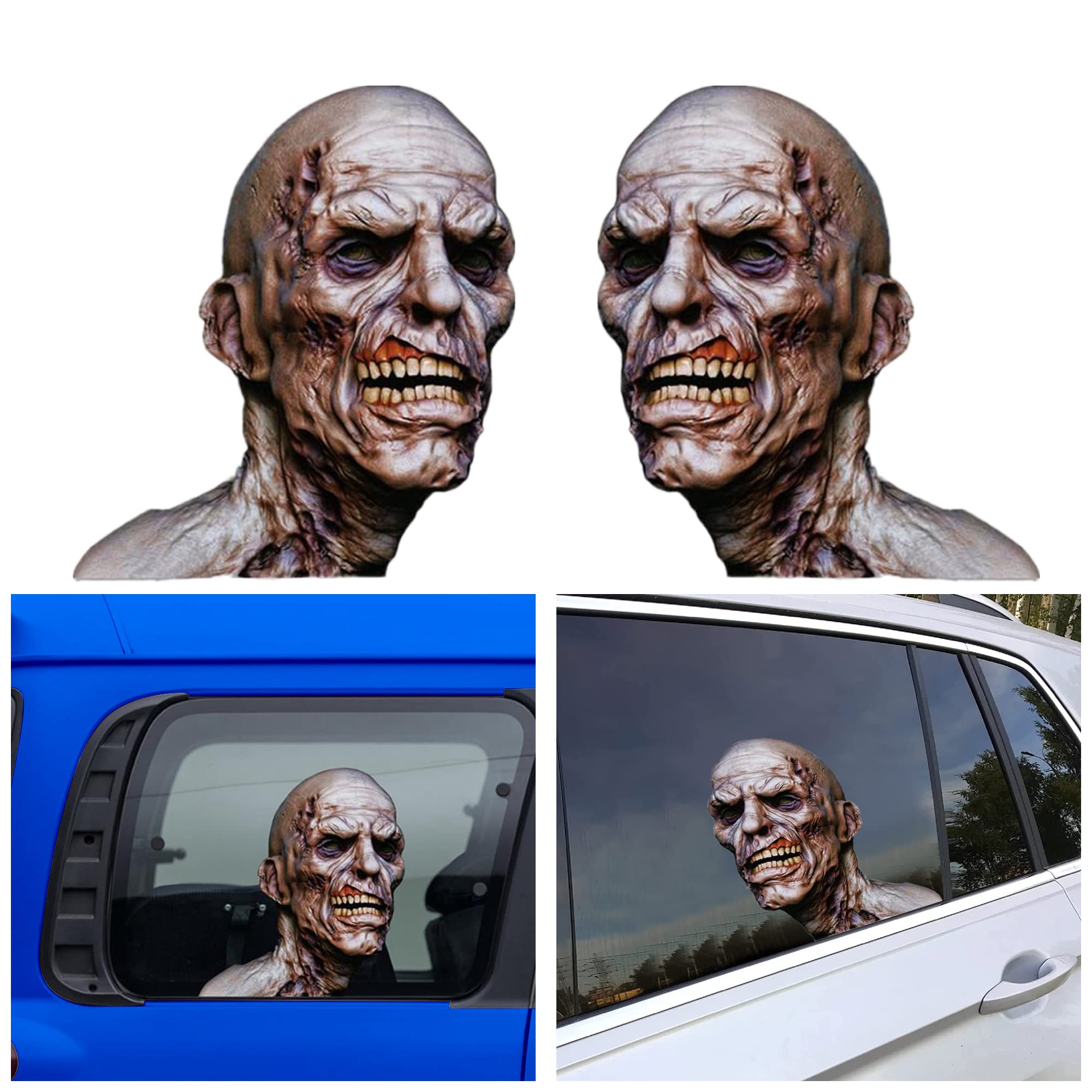 ATMOMO Zombie Car Side Window Decal Vinyl Sticker Perforated Funny Car Window Decal Left and Right Side Window Cling, 9.84'' x 9.05''