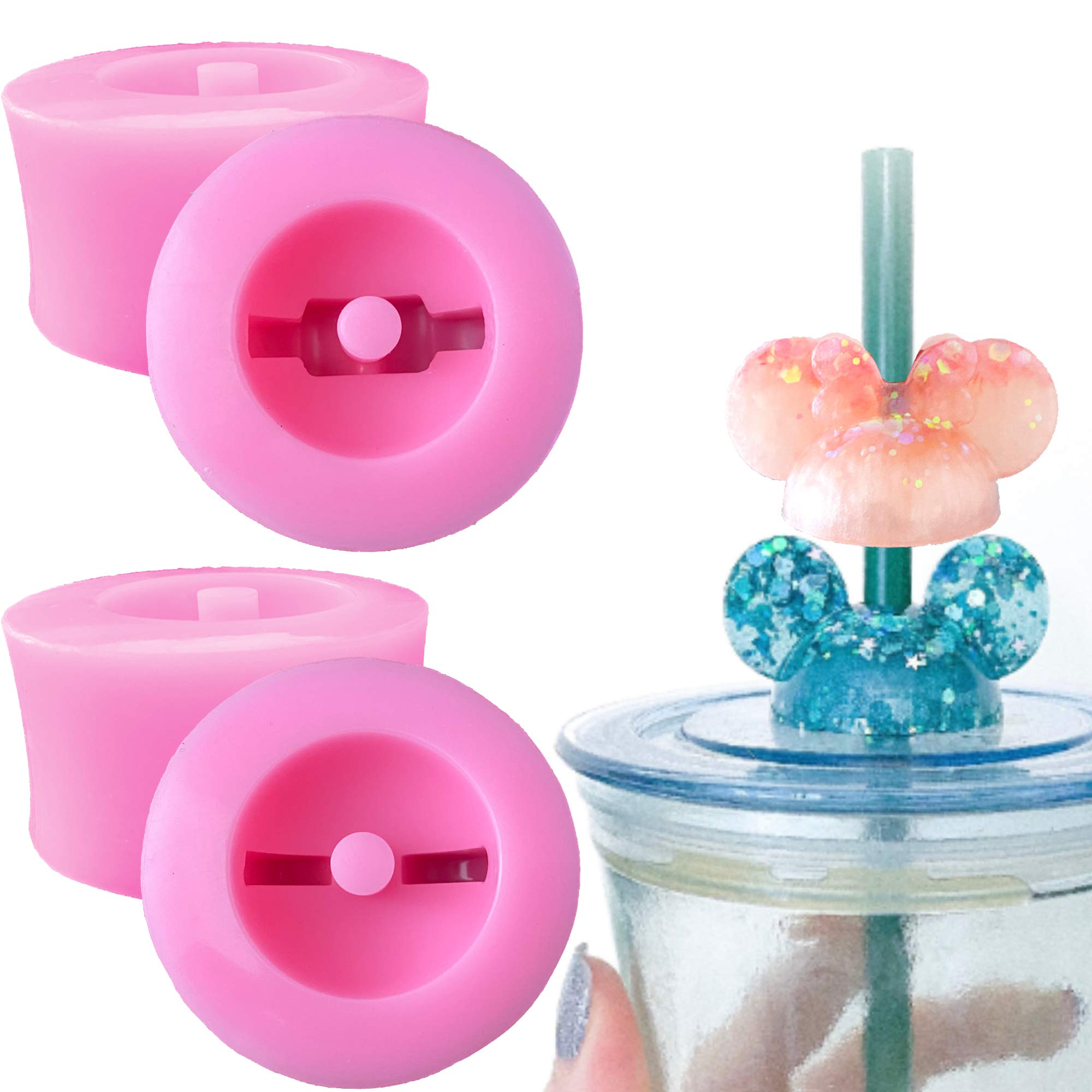 Ms. and Mr. Mouse Straw Topper Silicone Mold (2 Pieces)