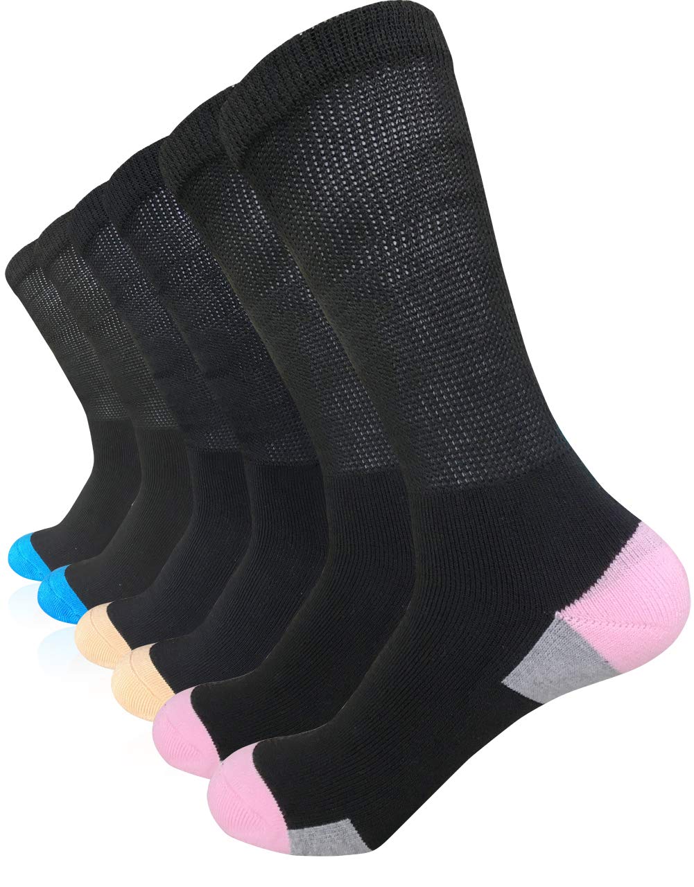 SYOLLAVEWomens Diabetic Athletic Crew Socks Non Binding Extra Wide bariatric Socks for Large Size Lympaedema Edema Swollen Foot