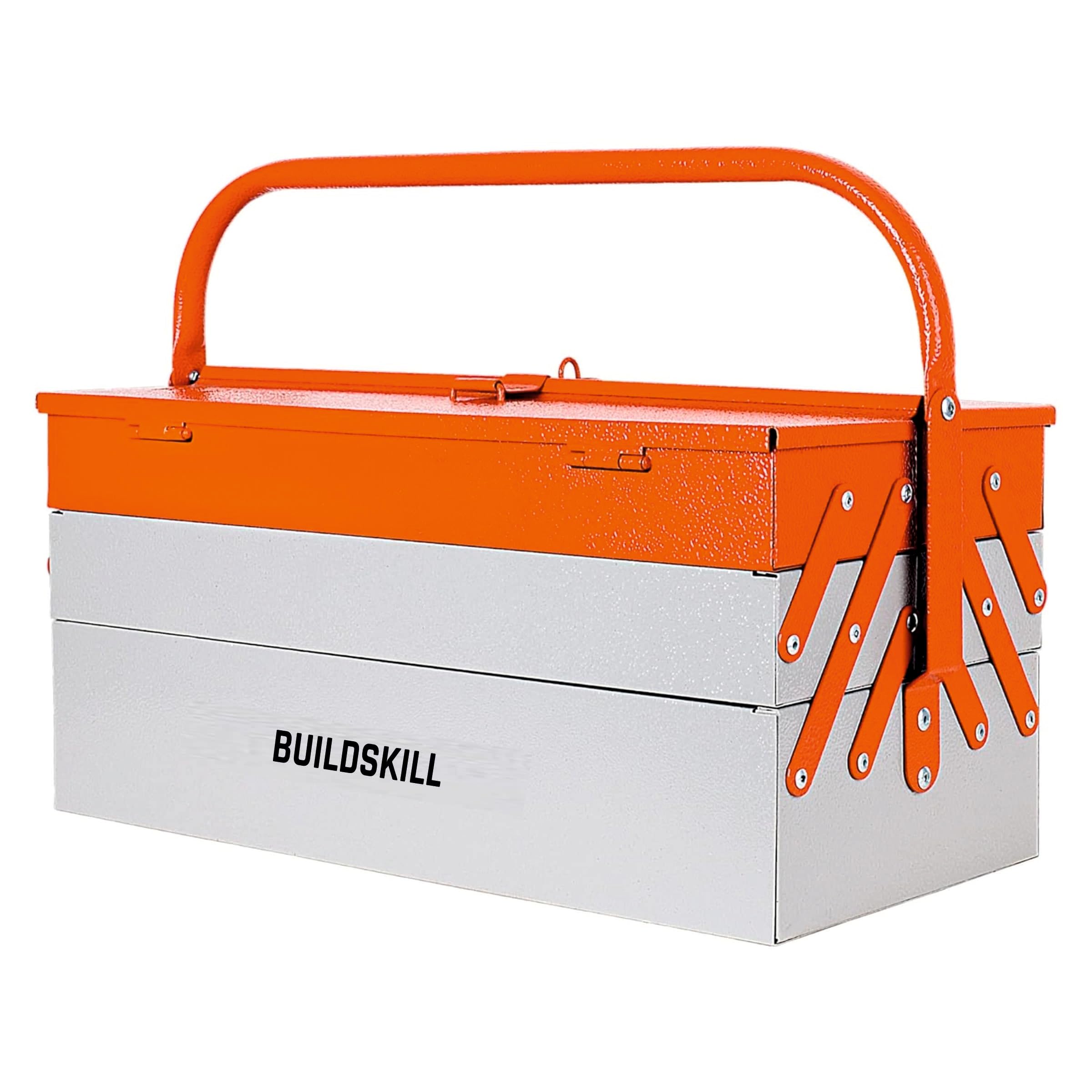 Buildskill 17 Metal Tool Box for Home Use, Large Capacity 5-Cabinet Toolbox for Carpenter Tools, Tool Organizer with Secure Lock, Ideal Tool Box for Home Use, Sturdy Empty Tools Box, Toolbox Kit